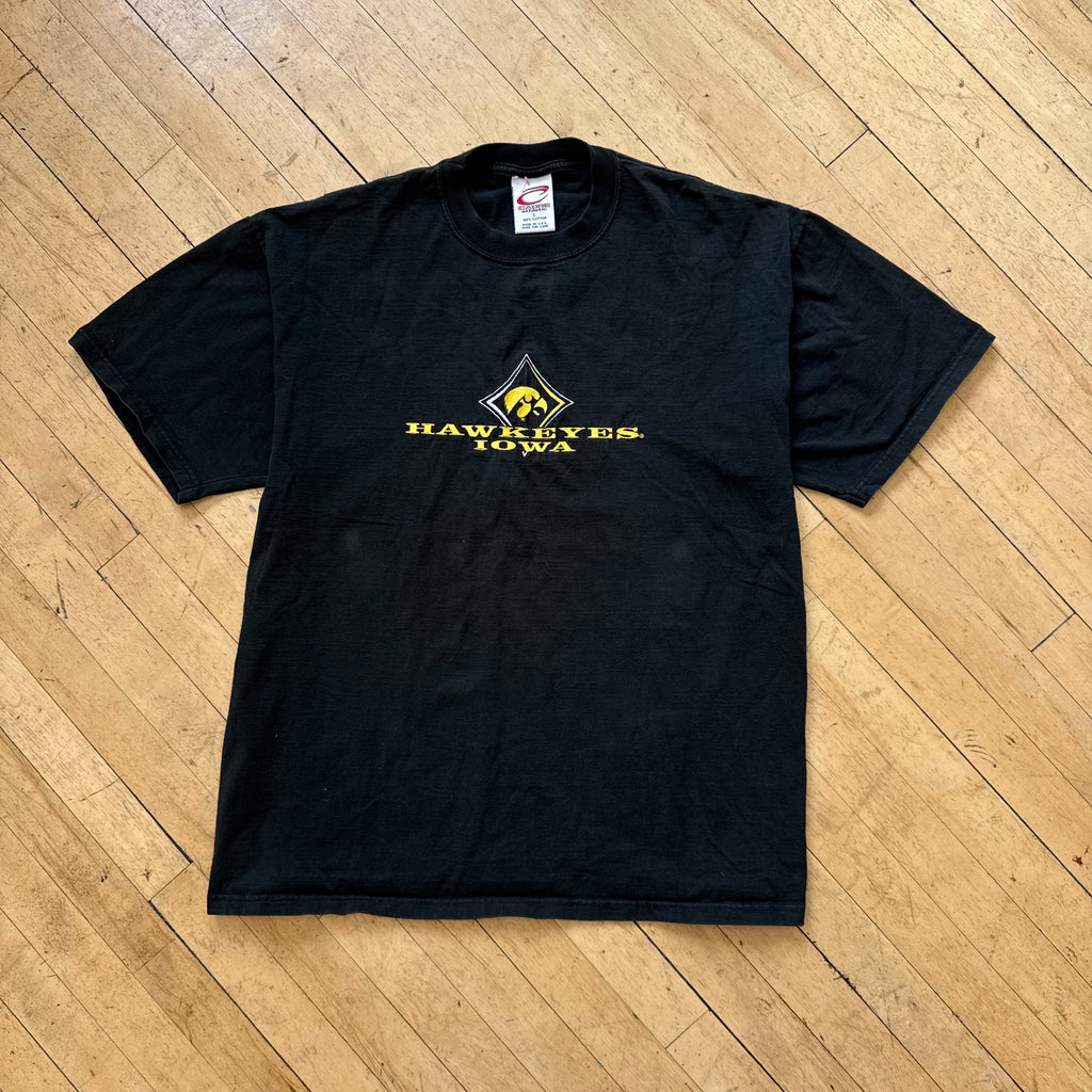 Vintage Iowa Hawkeyes Embroidered T-shirt Sz L