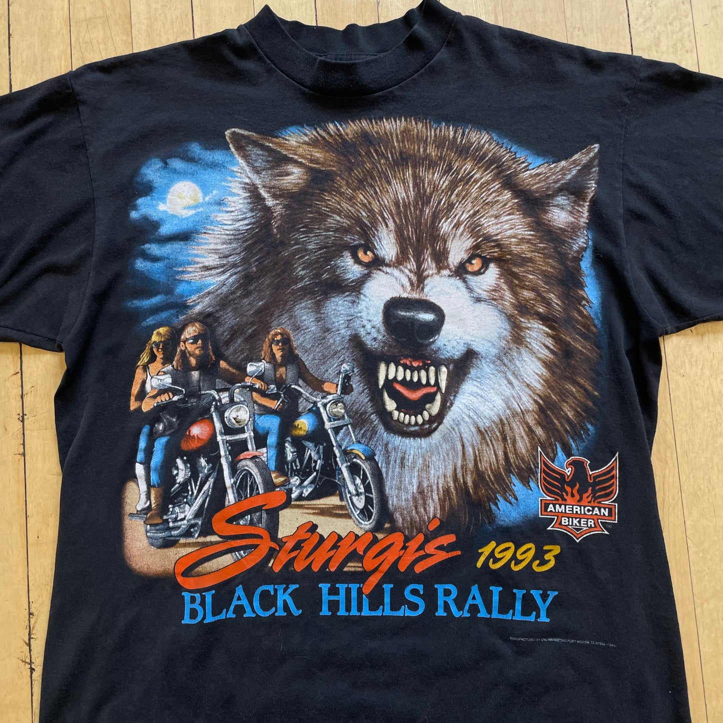 1993 3D Emblem Strugis Bike Rally Wolf T-shirt Sz XL