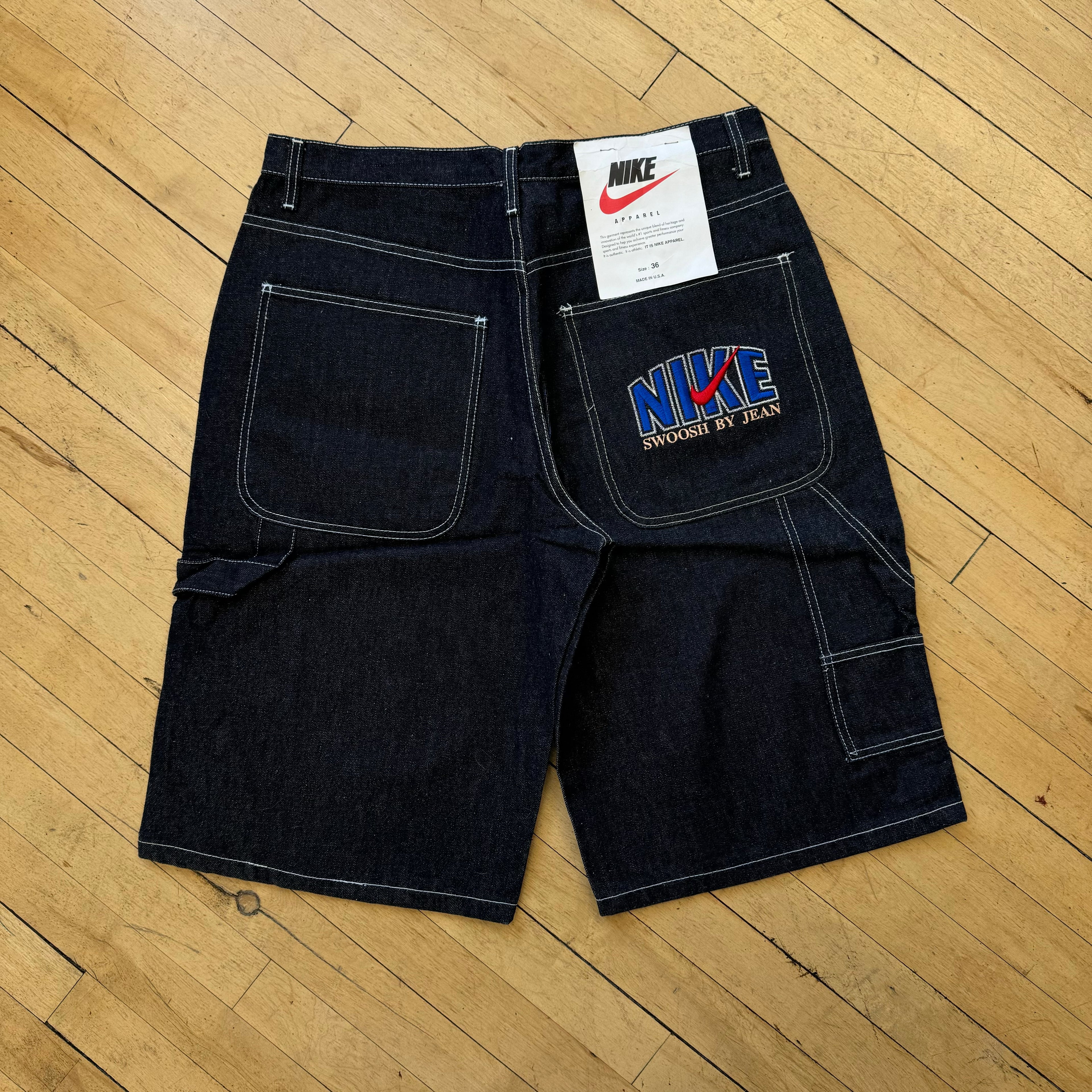 Vintage Bootleg Nike Swoosh by Jean denim Jorts Sz 36