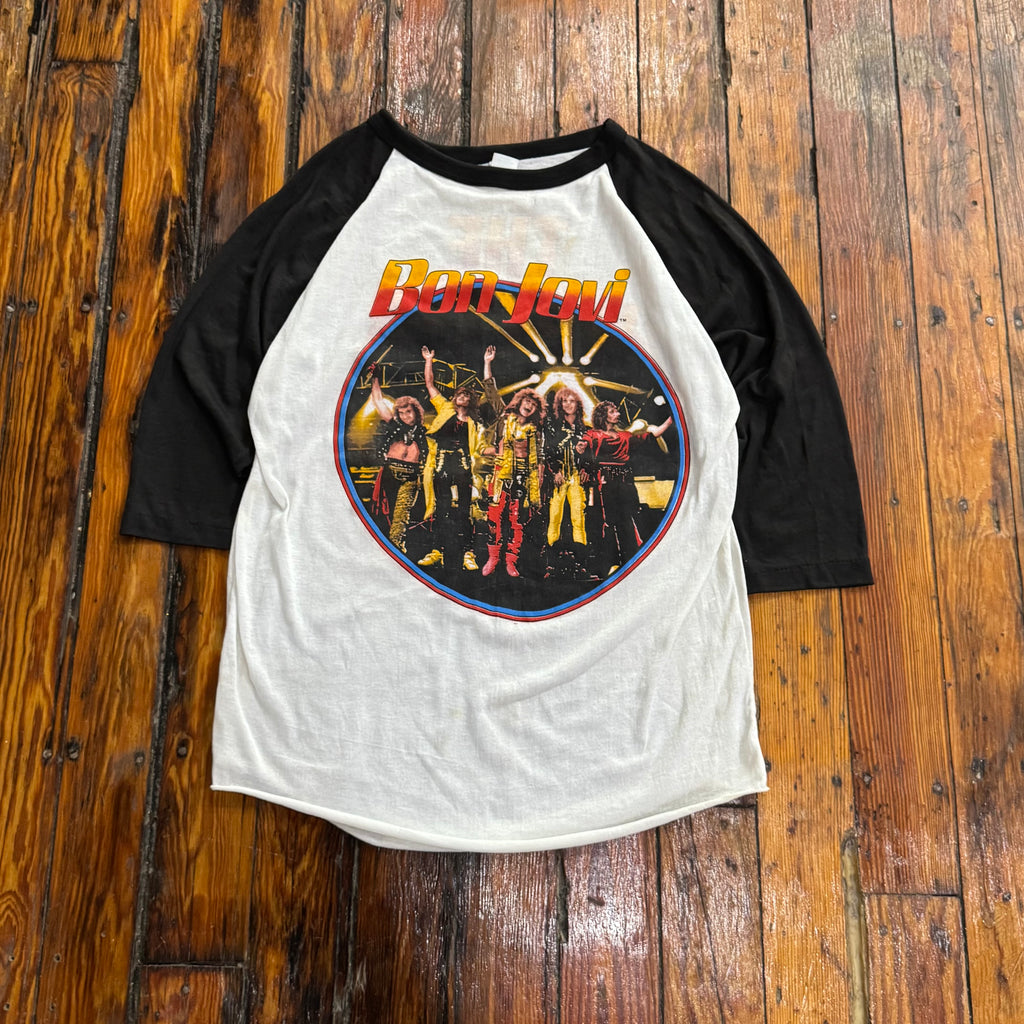 Vintage Bon Jovi Slippery When Wet Tour Raglan T-shirt Sz L