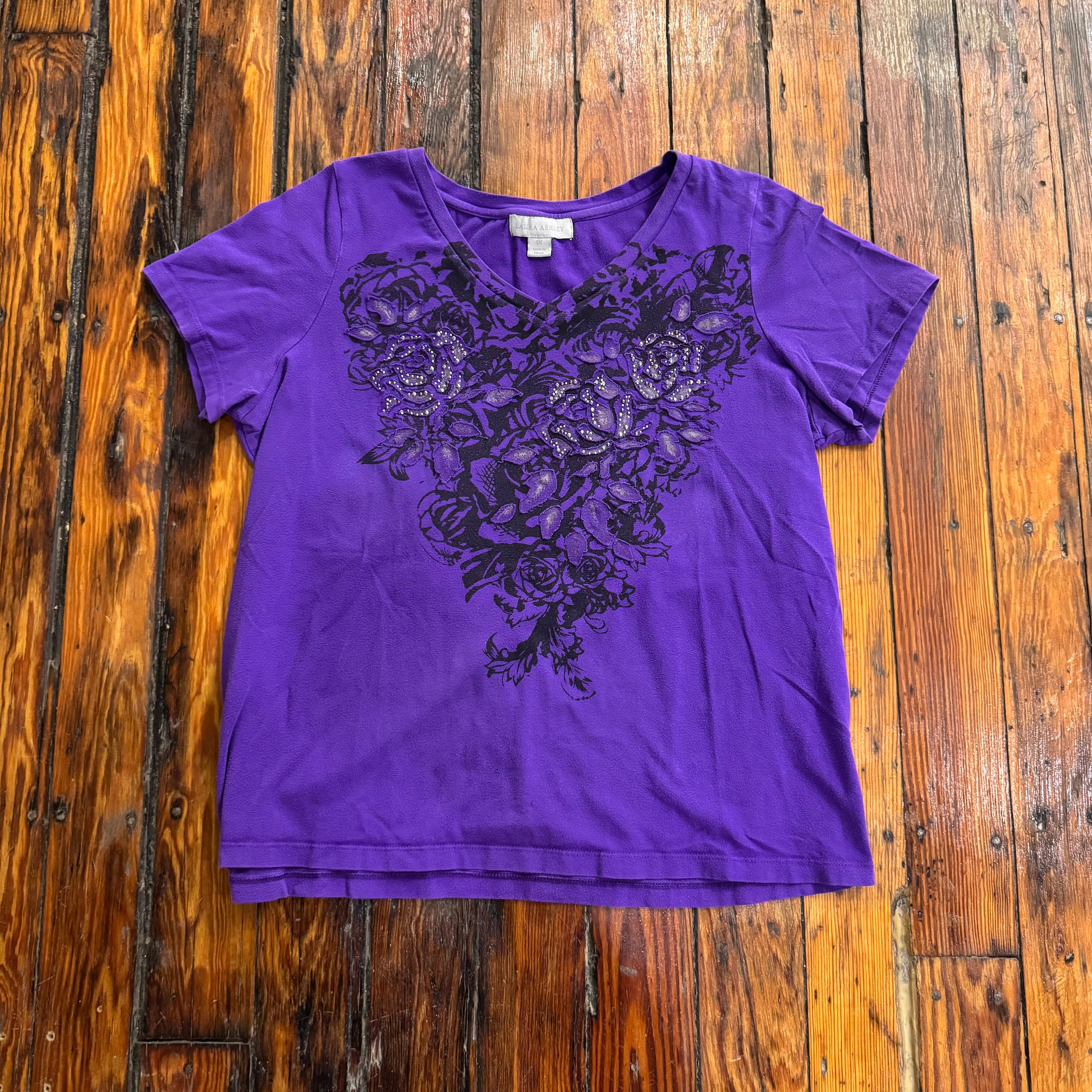 Y2K Purple Heart T-shirt Sz L