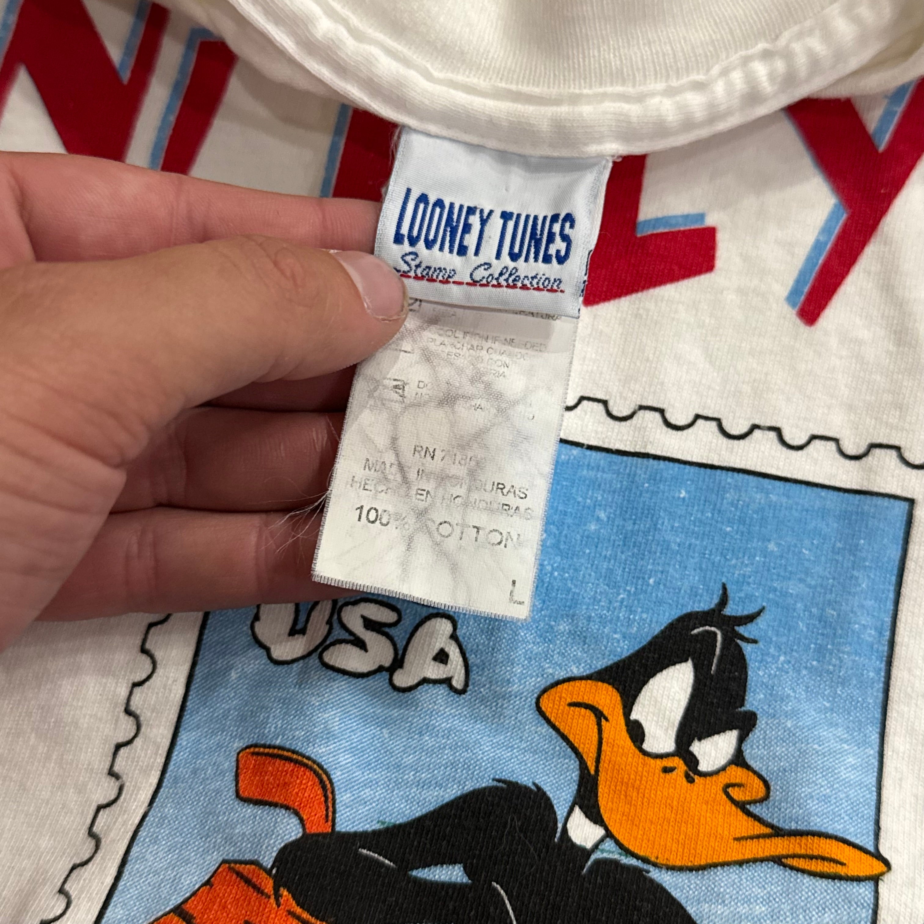 Vintage Looney Tunes Postage Stamp T-shirt Sz L