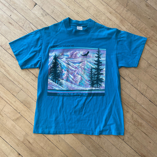 90s YellowStone Montana Graphic T-shirt Sz L