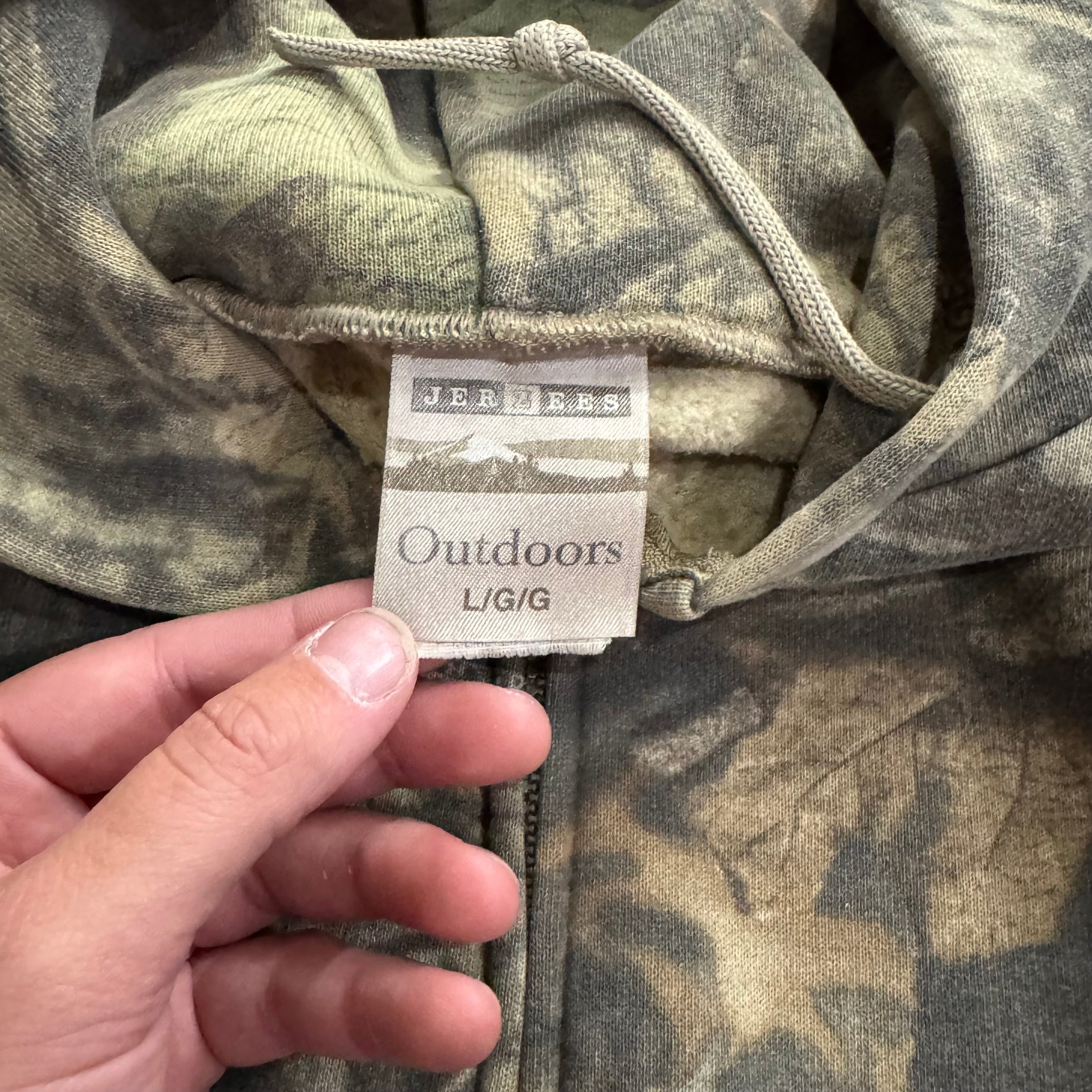 Vintage Camo Jerzzes Zip-Up Hoodie Sz L