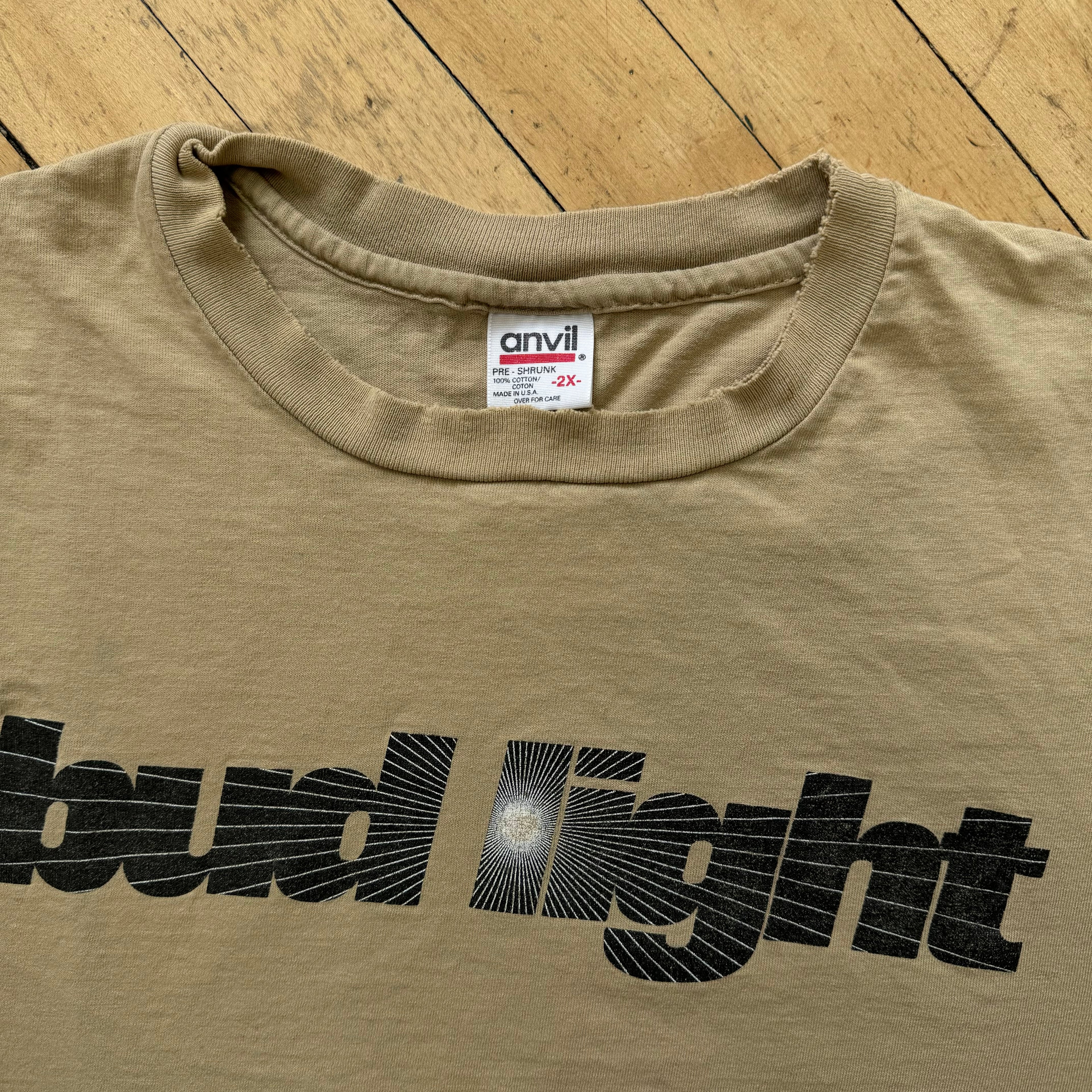 Vintage Thrashed Bud Light SpellOut T-shirt Sz XXL