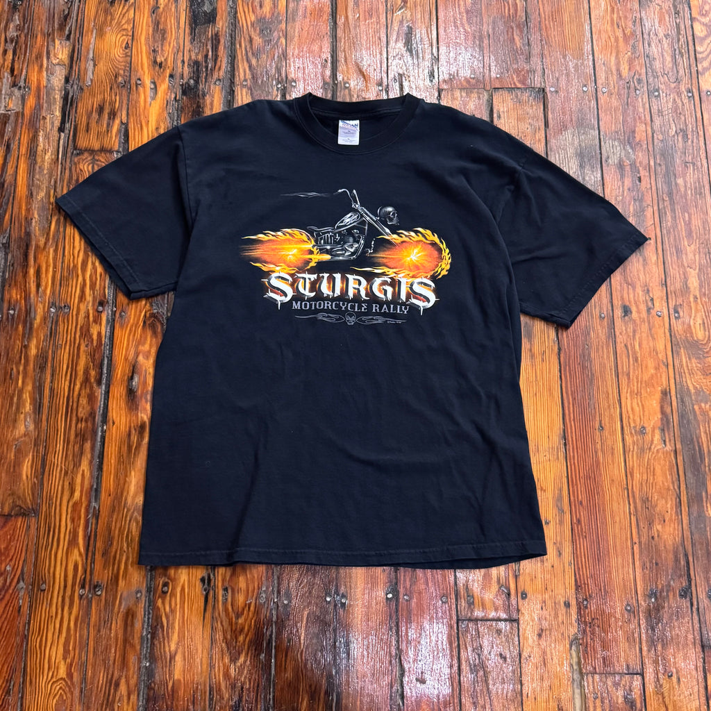 Y2K Sturgis Flaming Bike T-shirt Sz XL