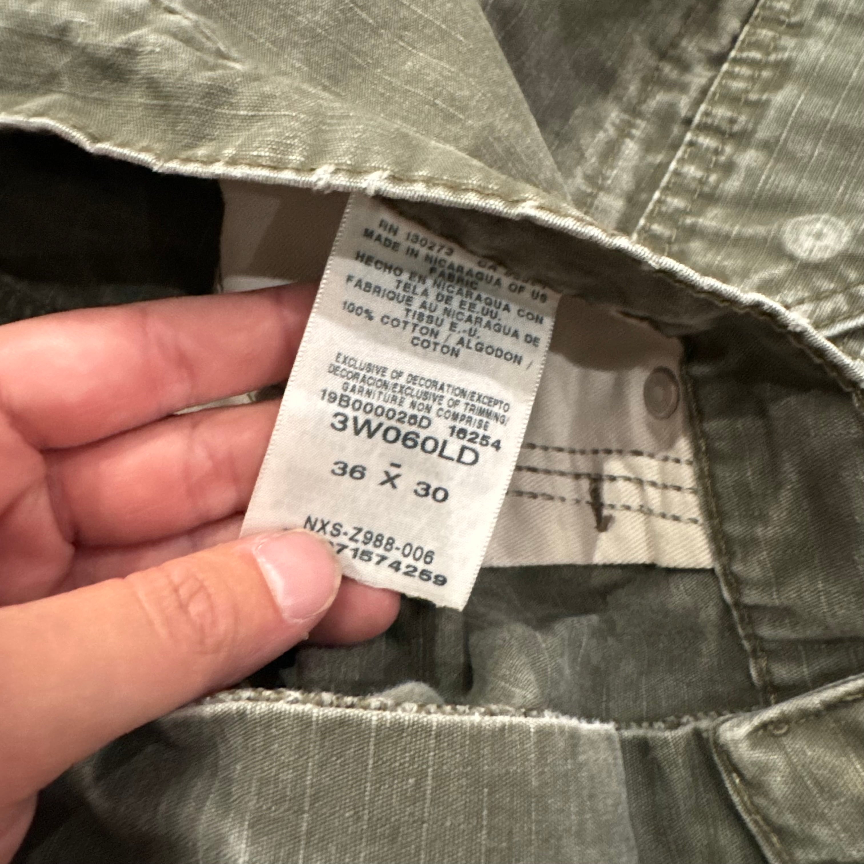 Vintage Wrangler Rigs Olive Cargo Pants Sz 36x30