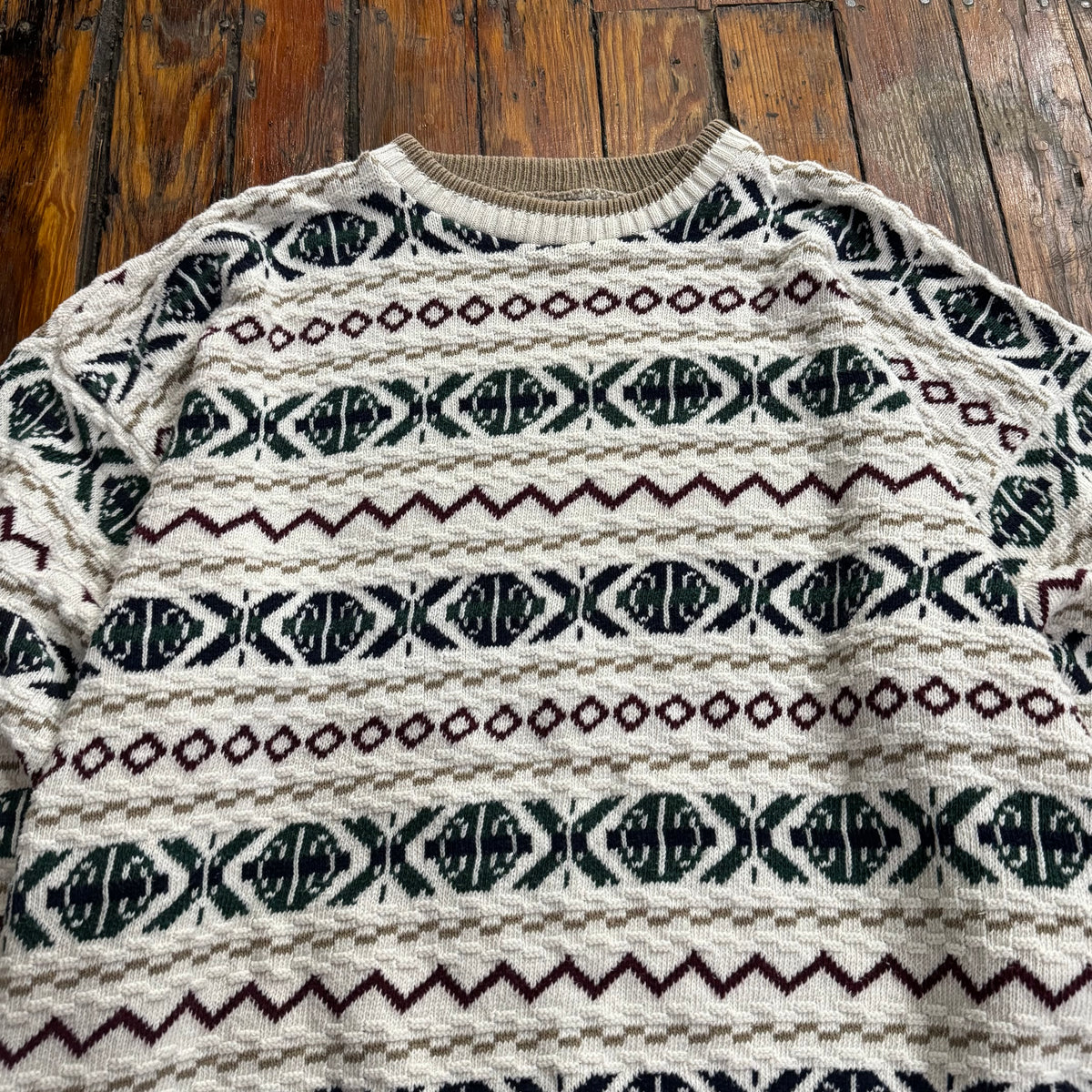 Vintage Knit Patterned Sweater Sz XL