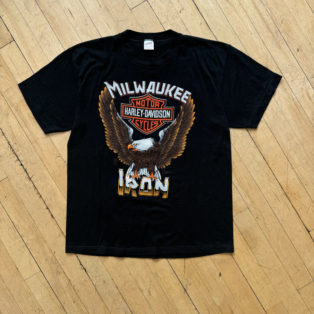 Vintage 80’s Harley Davidson Iron 3D Emblem T-shirt Sz L