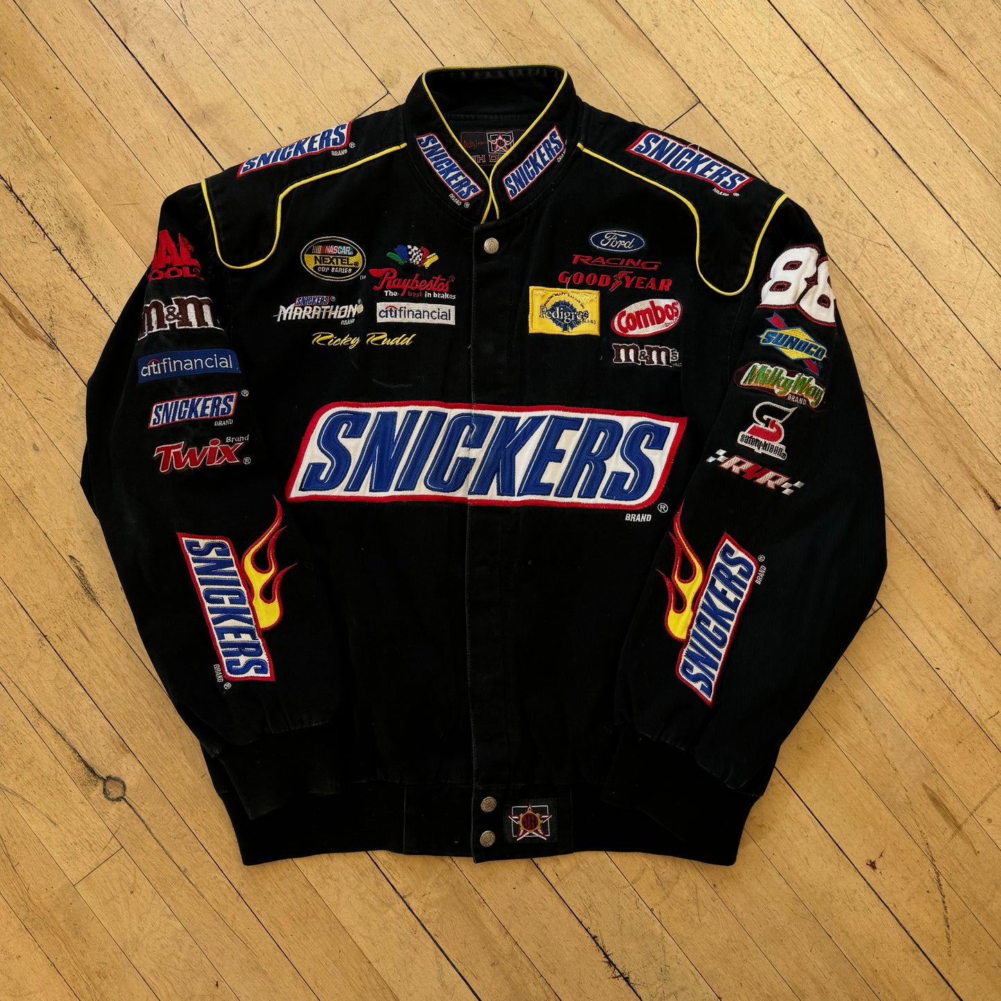 Vintage Snickers Nascar Jeff Hamilton Patch Jacket Sz M