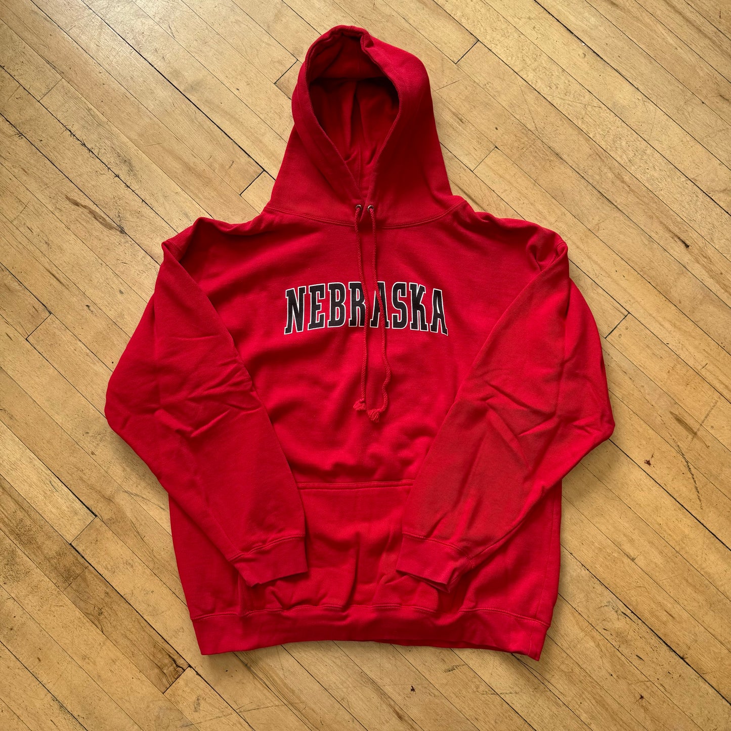 Vintage Nebraska SpellOut Hoodie Sz XL