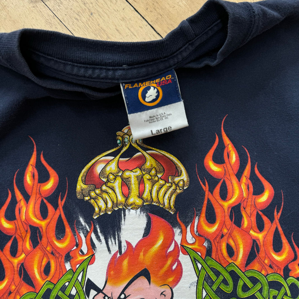 Vintage Y2K Jnco Flamehead T-shirt Sz S (YTH L)