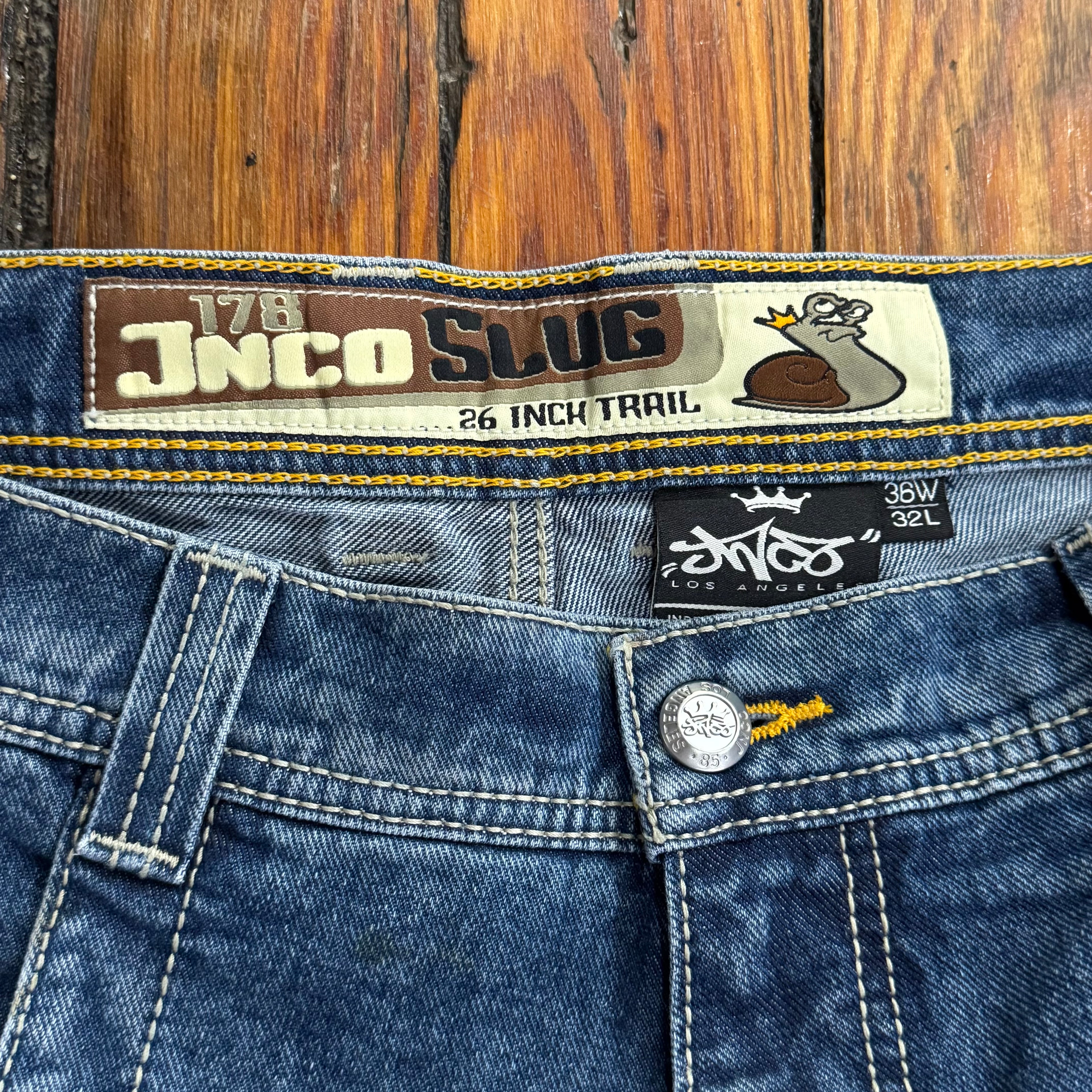 Y2K Jnco Slug Baggy Denim Jeans Sz 36x32