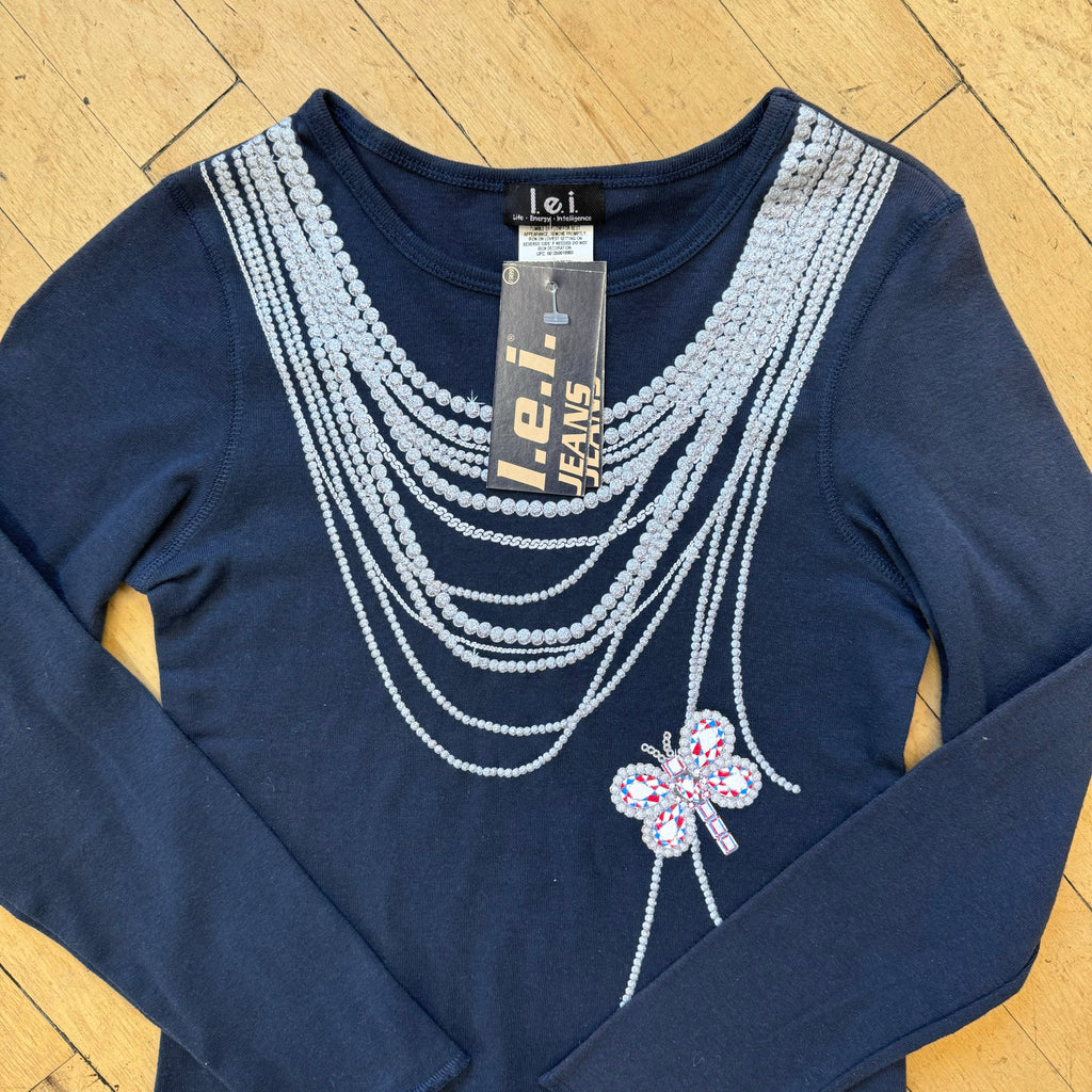 Y2K LEI Jeans Long Sleeve T-shirt Sz S
