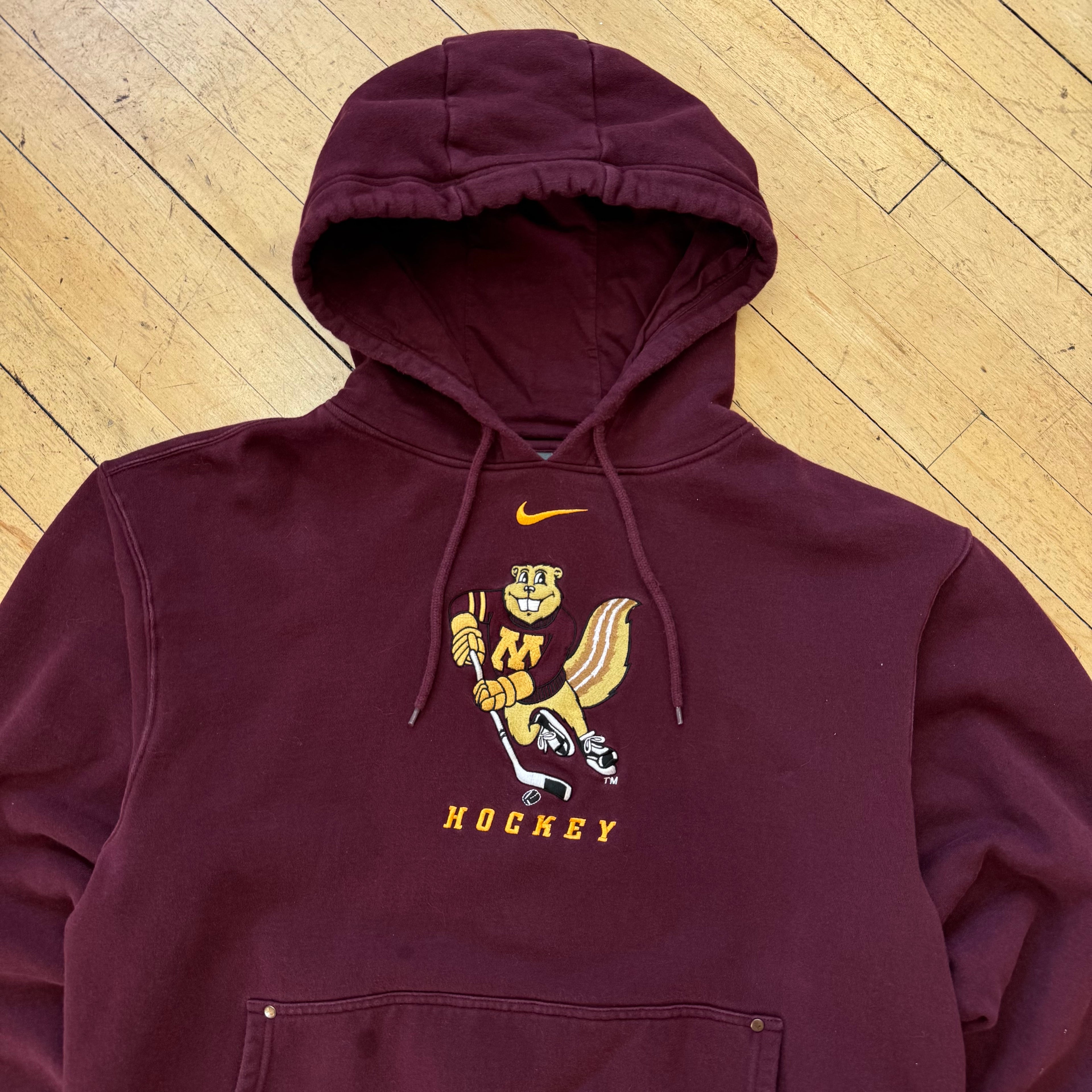 Vintage Nike x Bauer Minnesota Gophers Hockey Hoodie Sz L