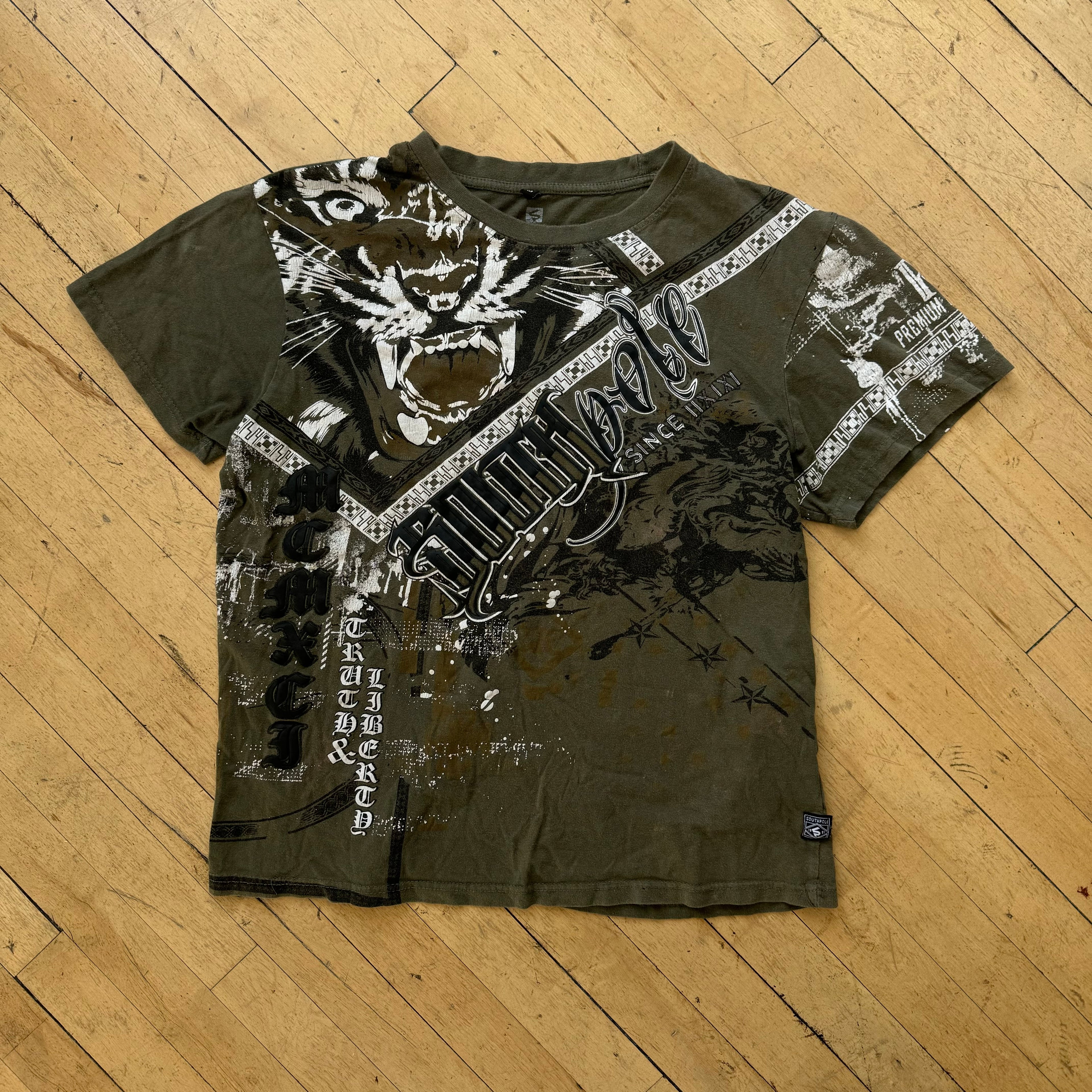 Y2K Olive South Pole T-shirt Sz M