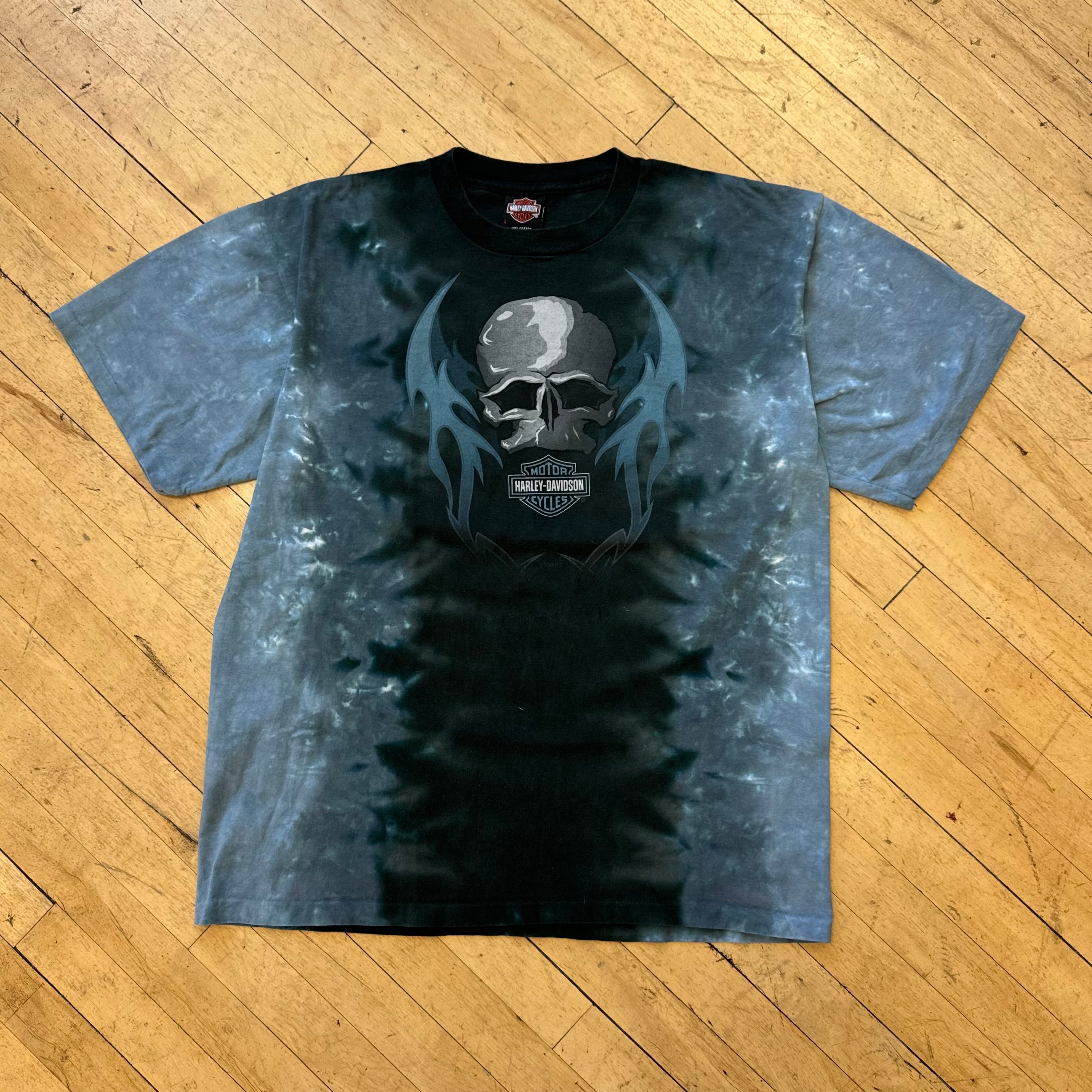 Y2K Harley Davidson Skull Flames T-shirt Sz XL