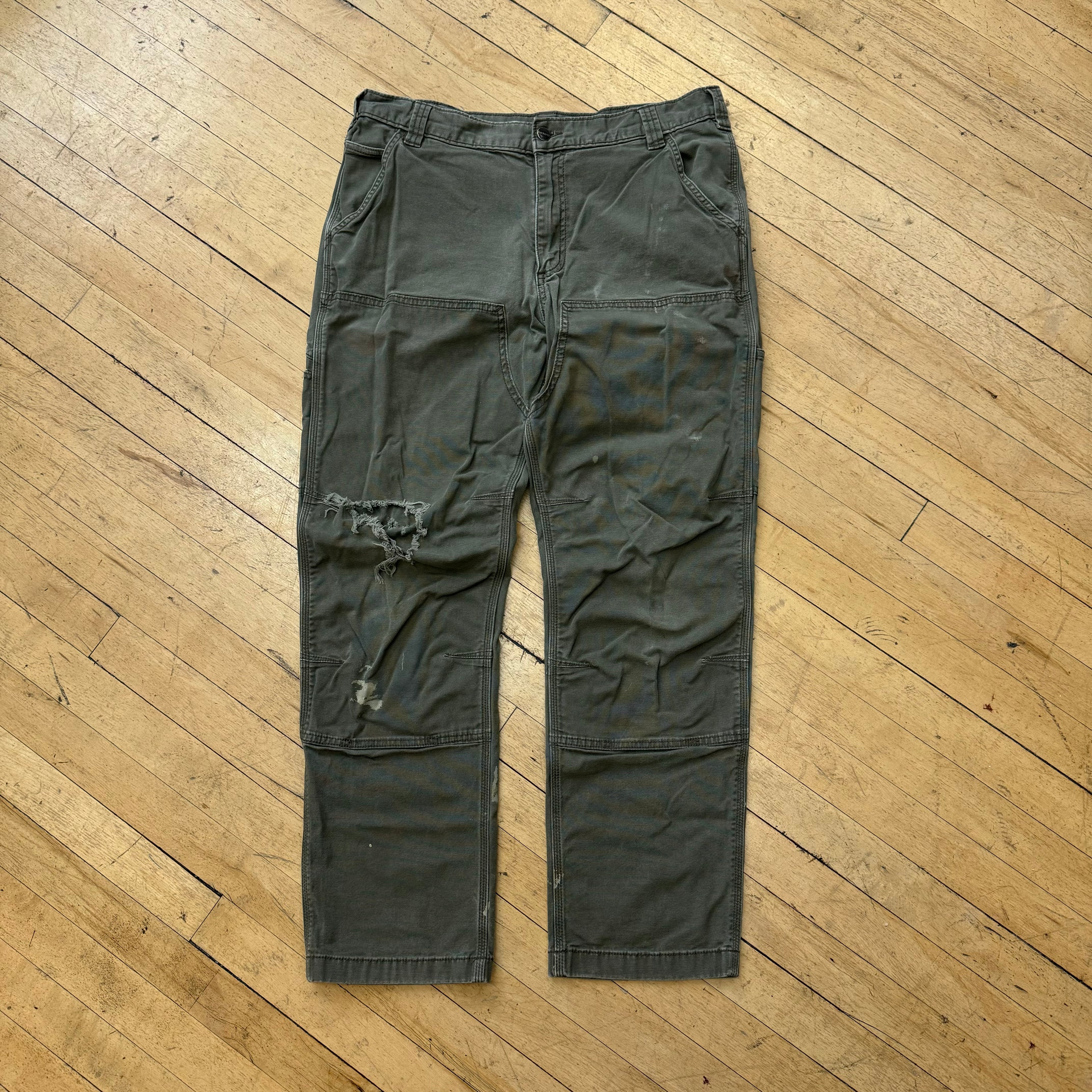 Y2K Olive Carhartt Kahki Double Knee Sz 36x32