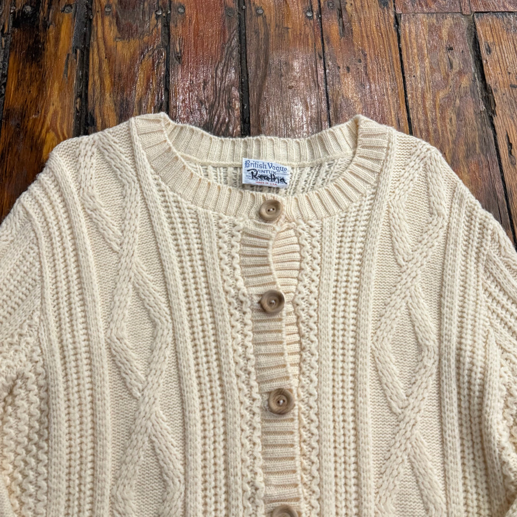 Vintage British Vogue Sweater Cardigan Sz L