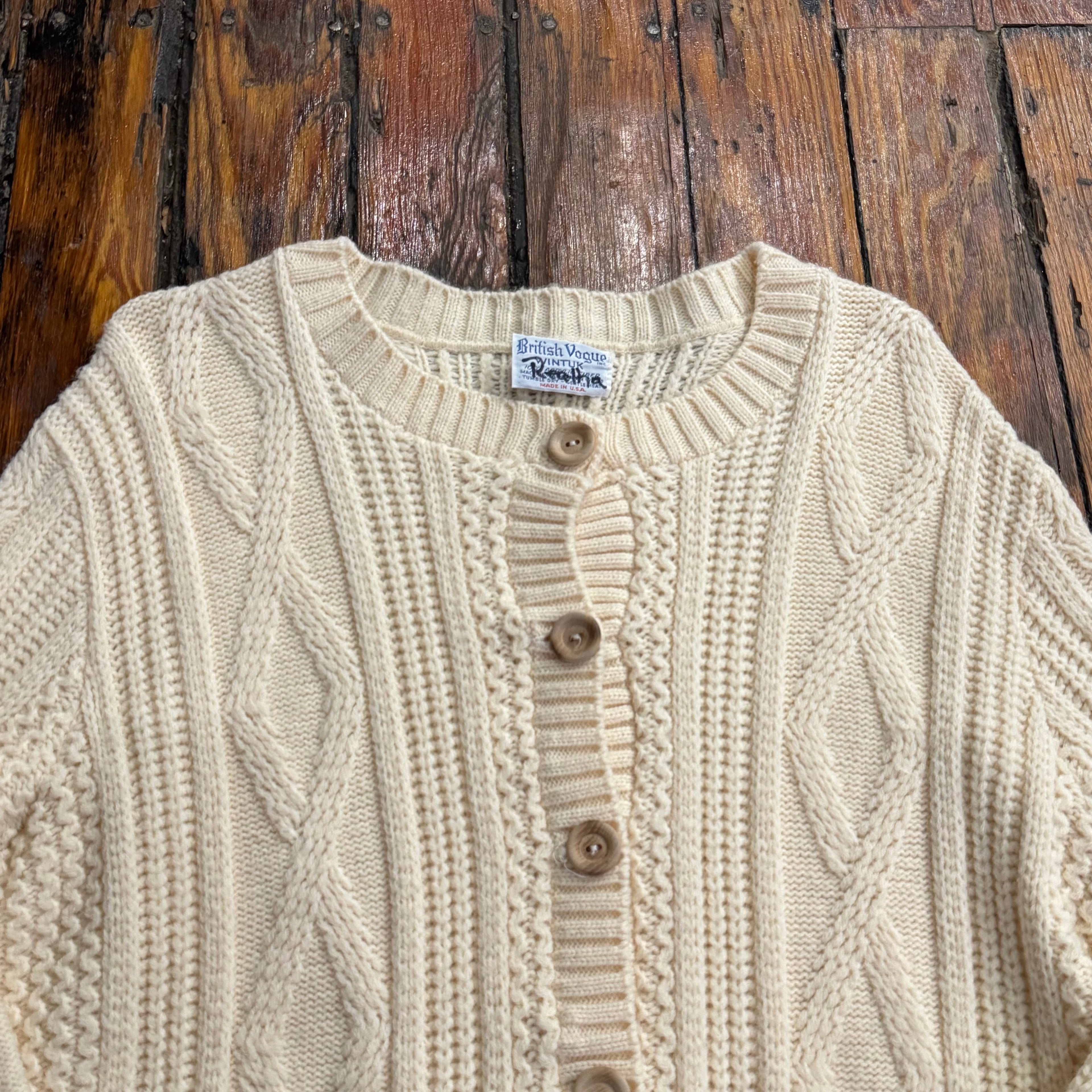 Vintage British Vogue Sweater Cardigan Sz L