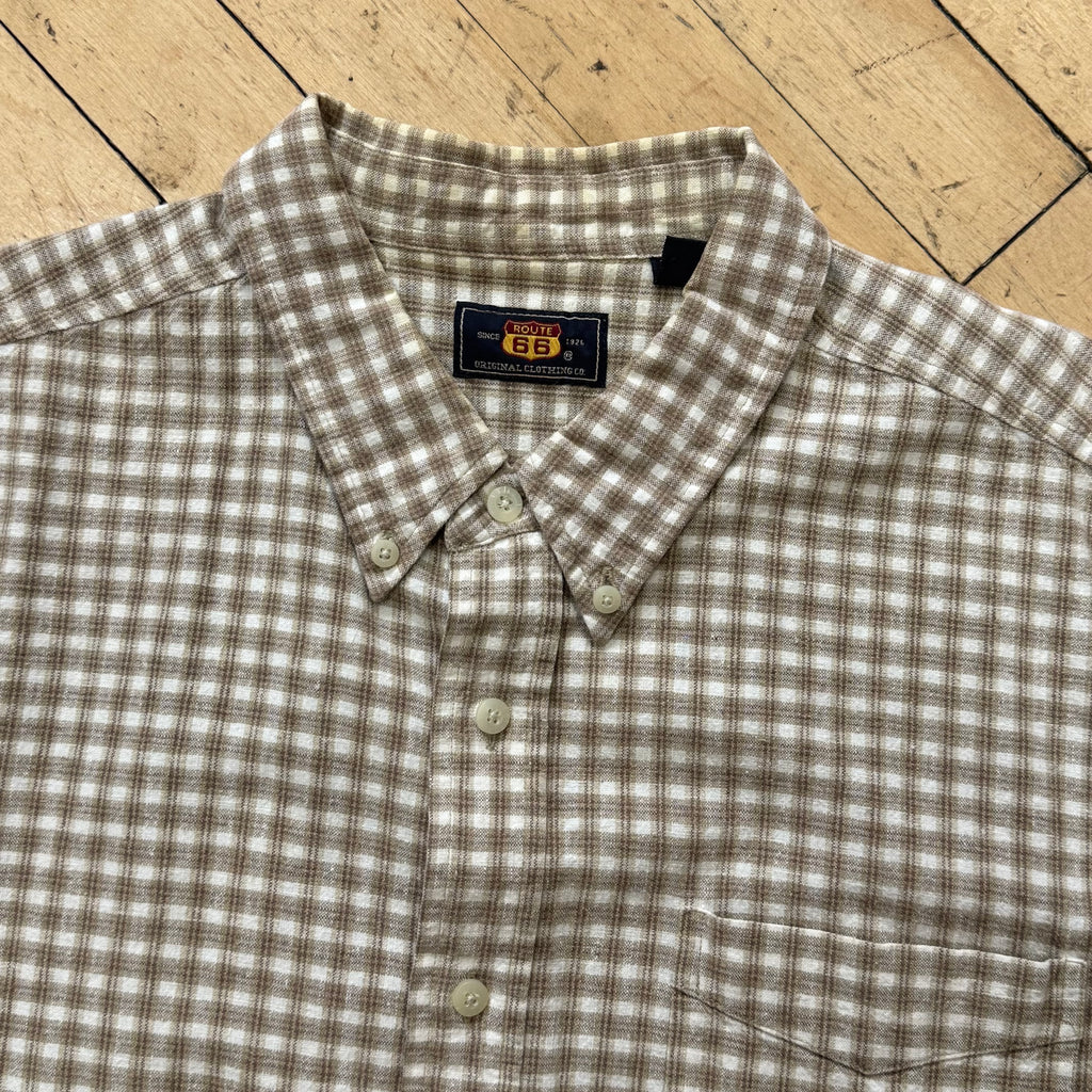 Vintage Route 66 Patterned Button Down Shirt Sz XL