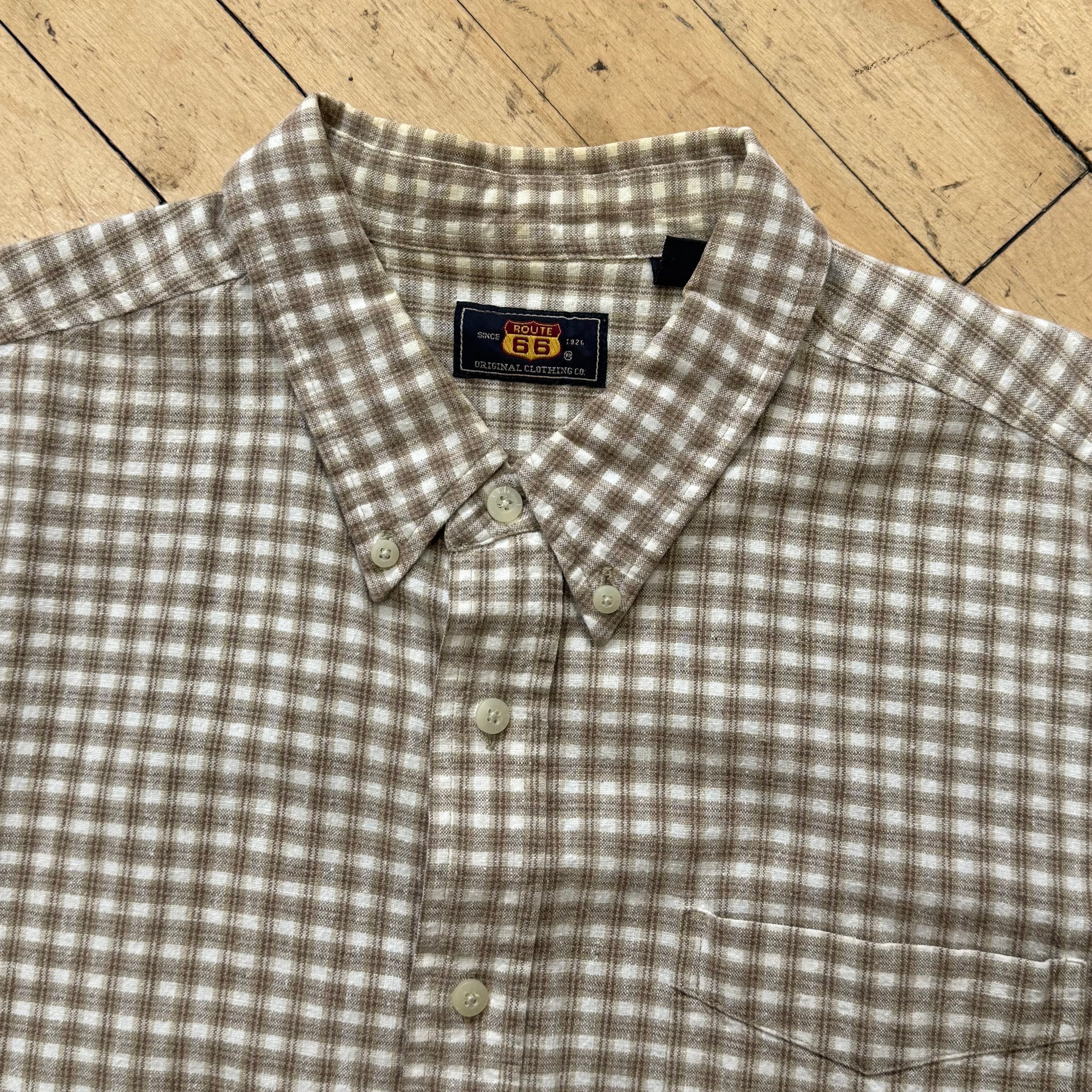 Vintage Route 66 Patterned Button Down Shirt Sz XL