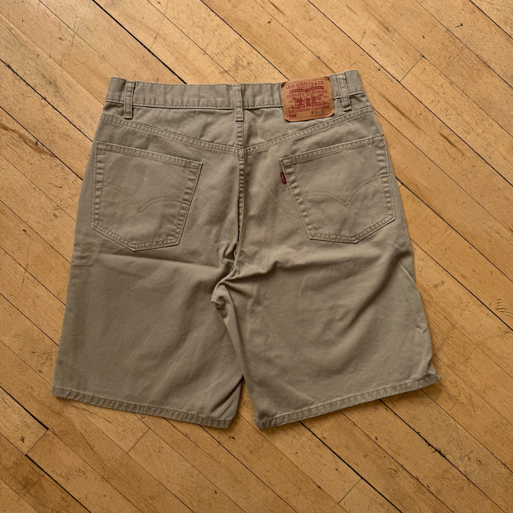 Vintage Levi 550 Khaki Denim Jean Shorts Sz 34