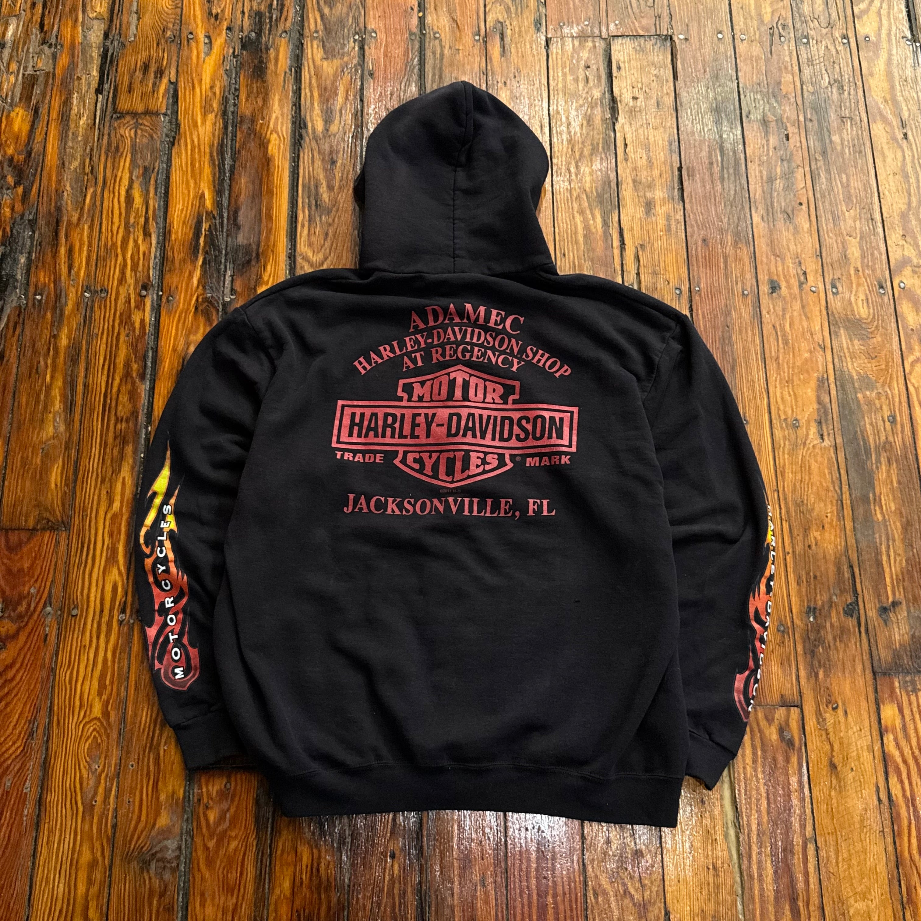 Y2K Harley Davidson Flame Zip-Up Jacket Sz L