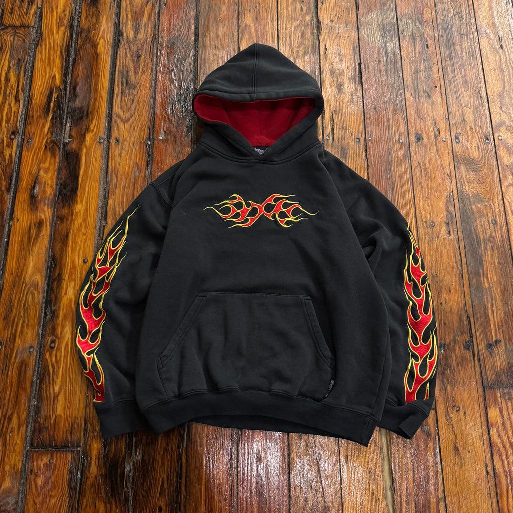 Y2K Silver Pond Flame Hoodie Sz XS