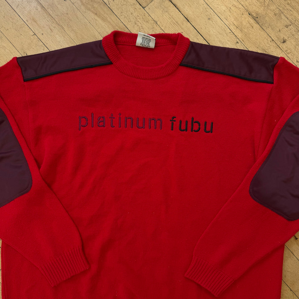 Y2K Platinum Fubu Sweater CrewNeck Sz XXL