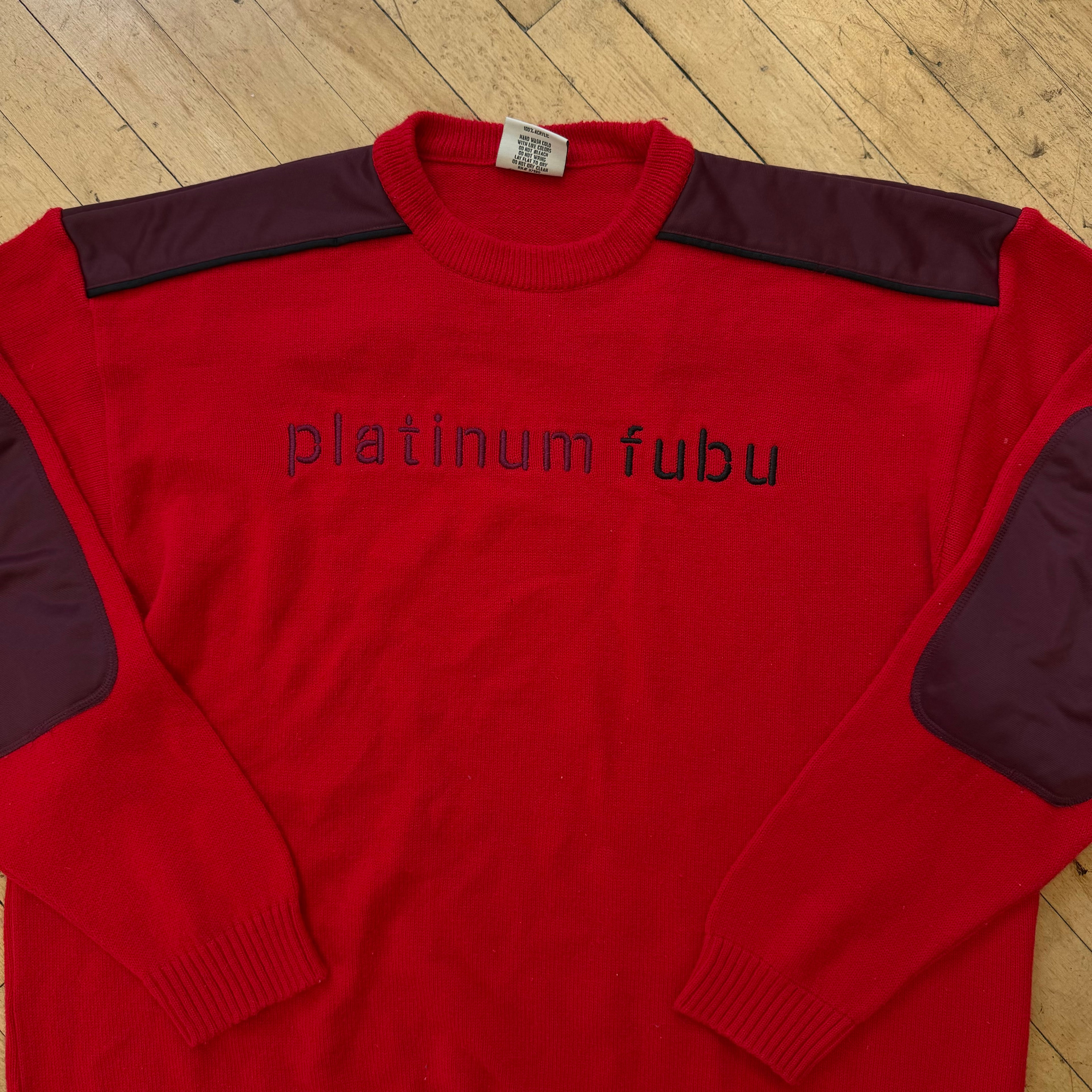 Y2K Platinum Fubu Sweater CrewNeck Sz XXL