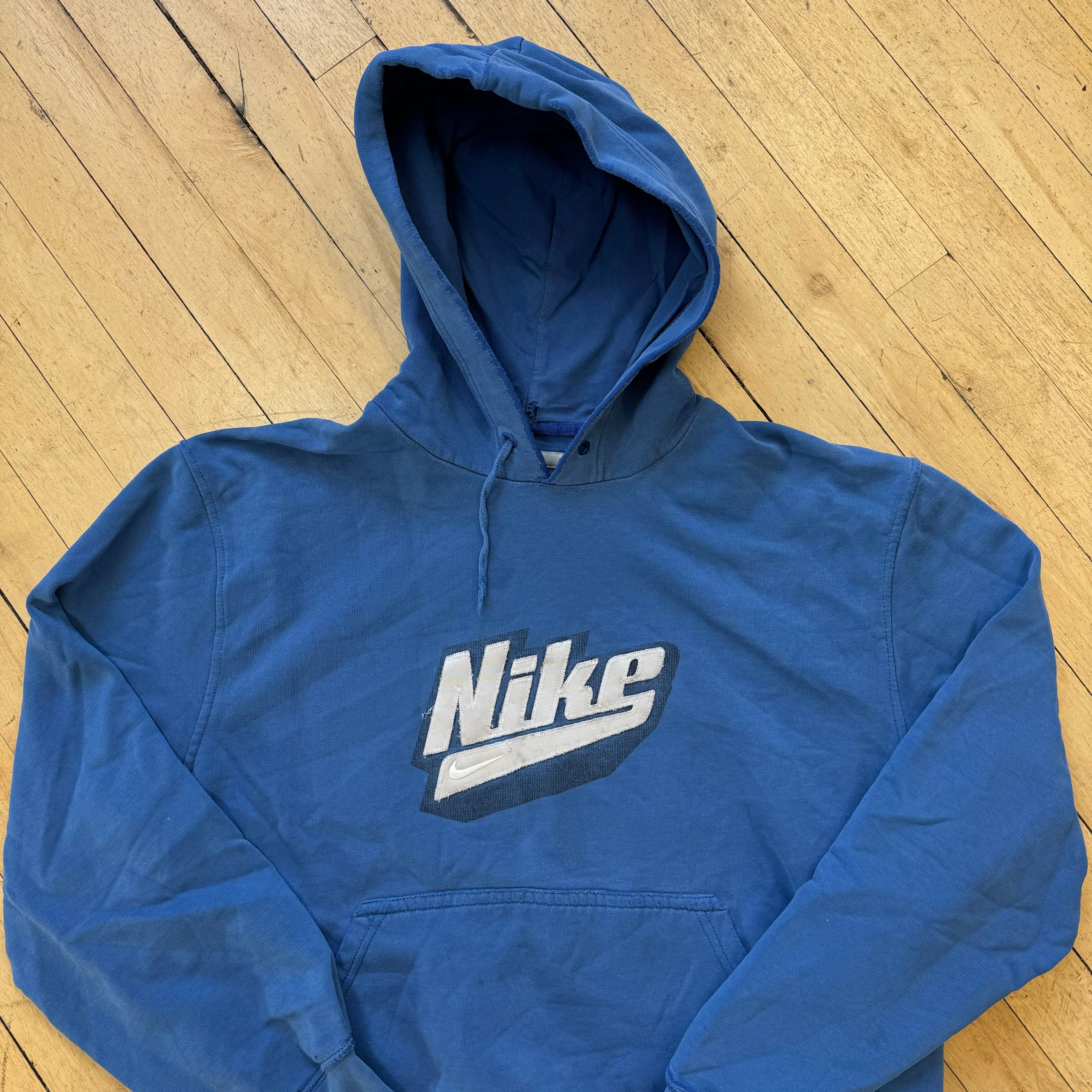 Vintage Thrashed Nike SpellOut Hoodie Sz L