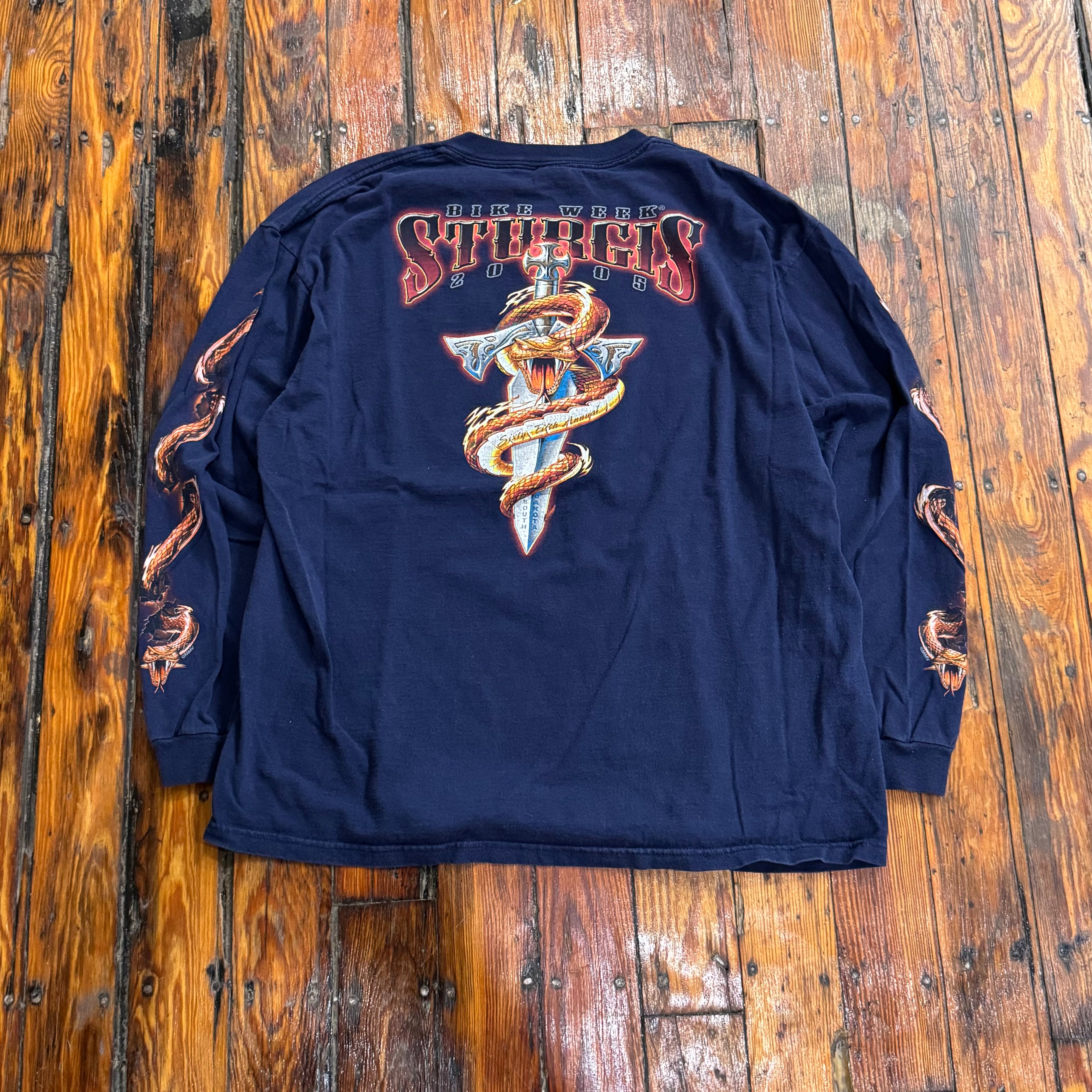 Y2K Sturgis Rally Snake Sleeve Hit Long Sleeve T-shirt Sz L