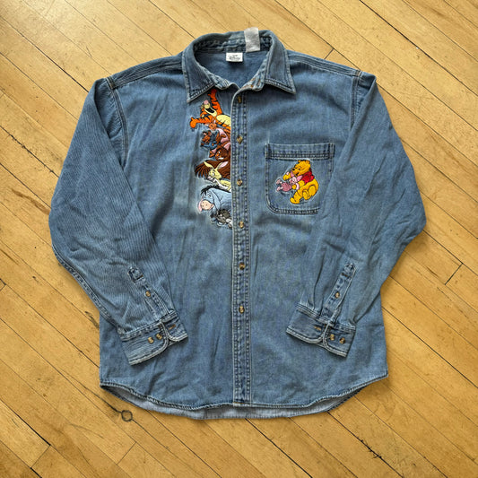 Vintage Pooh & Friends Embroidered Button Up L/S T-shirt