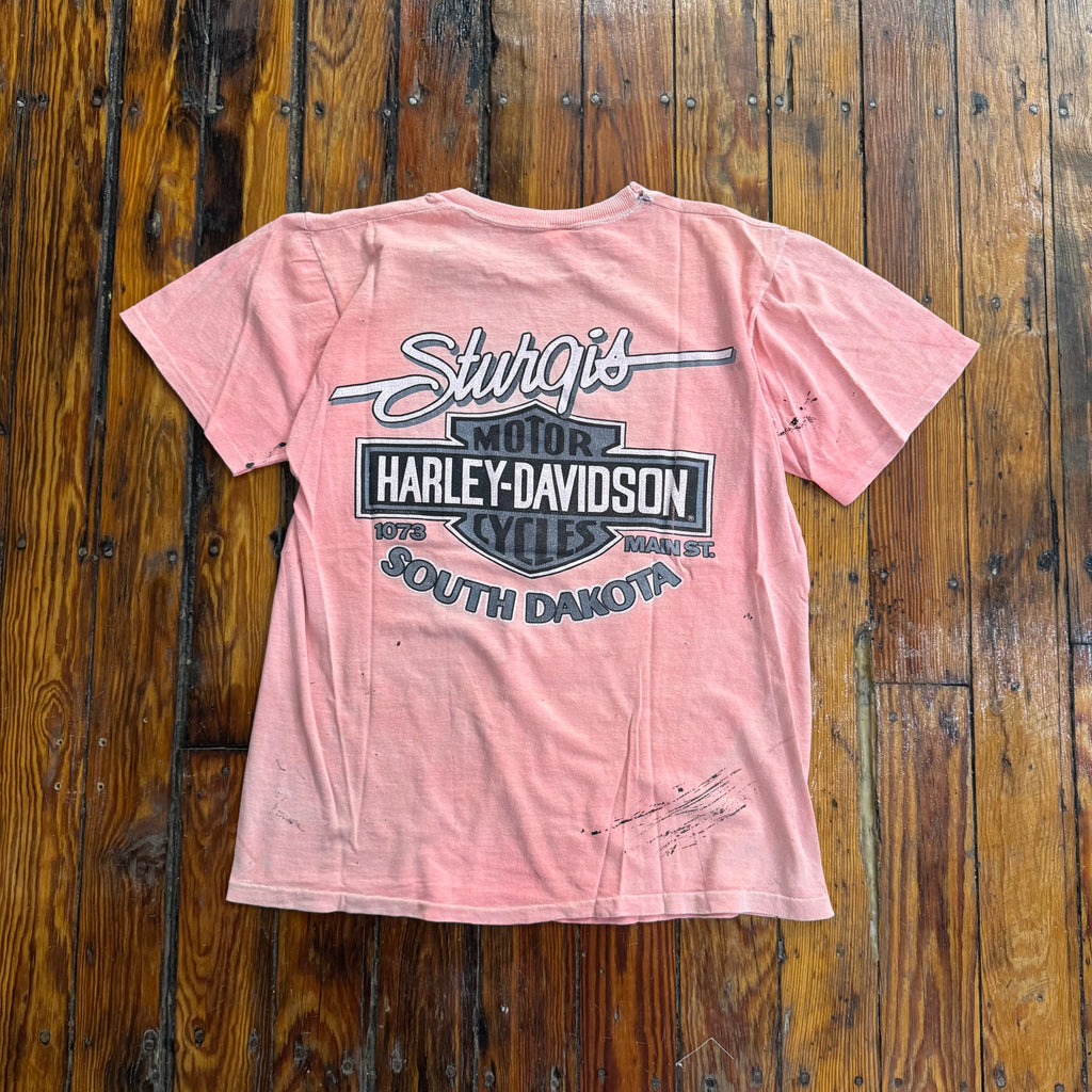 Vintage Thrashed Harley Davidson Sturgis 50th Anniversary T-shirt Sz L