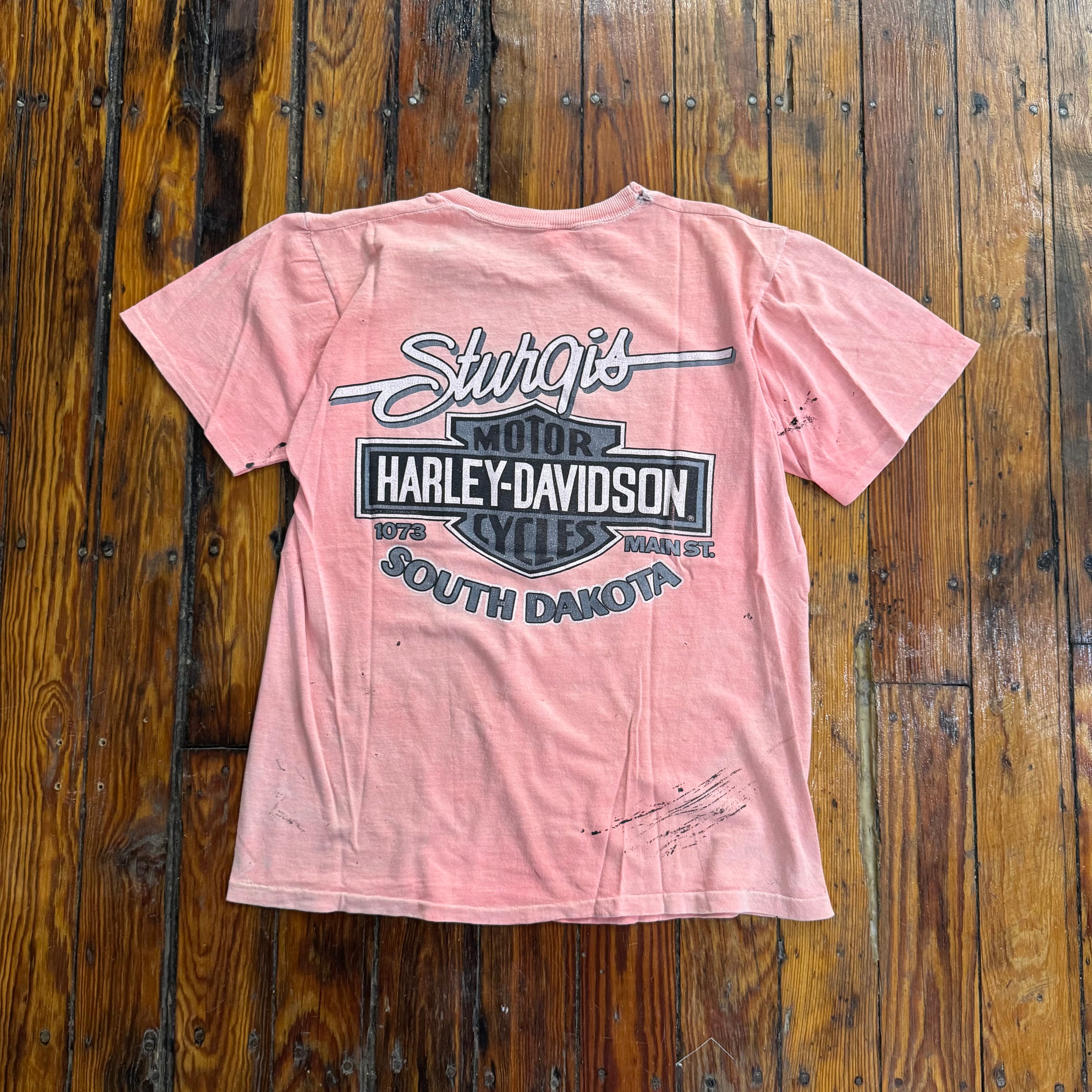 Vintage Thrashed Harley Davidson Sturgis 50th Anniversary T-shirt Sz L