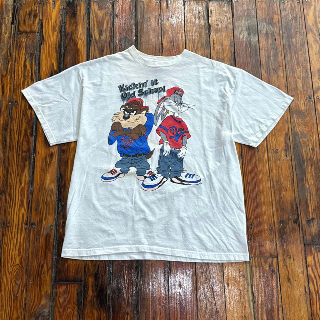 Y2K Looney Tuned Kickin It old School T-shirt Sz L