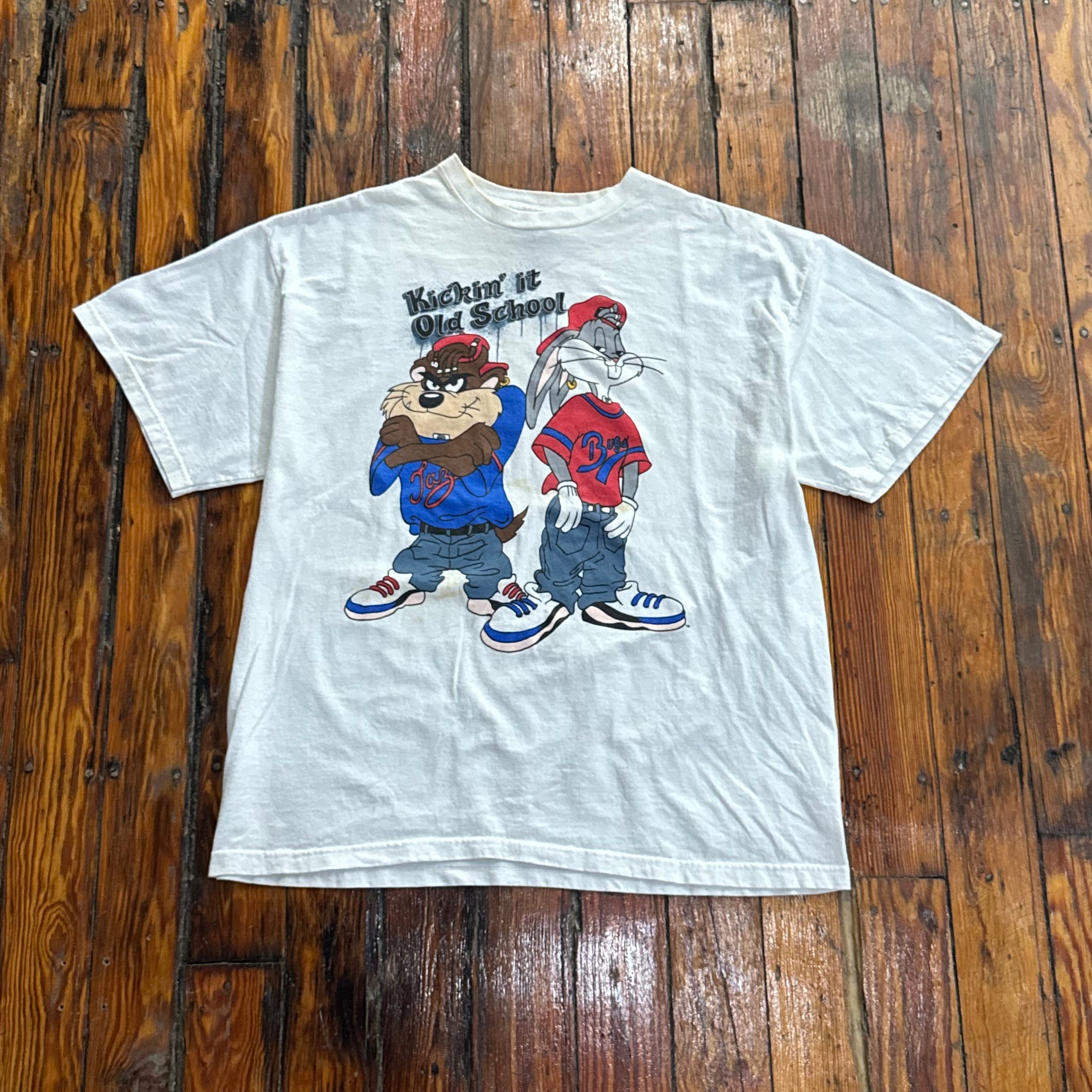 Y2K Looney Tuned Kickin It old School T-shirt Sz L