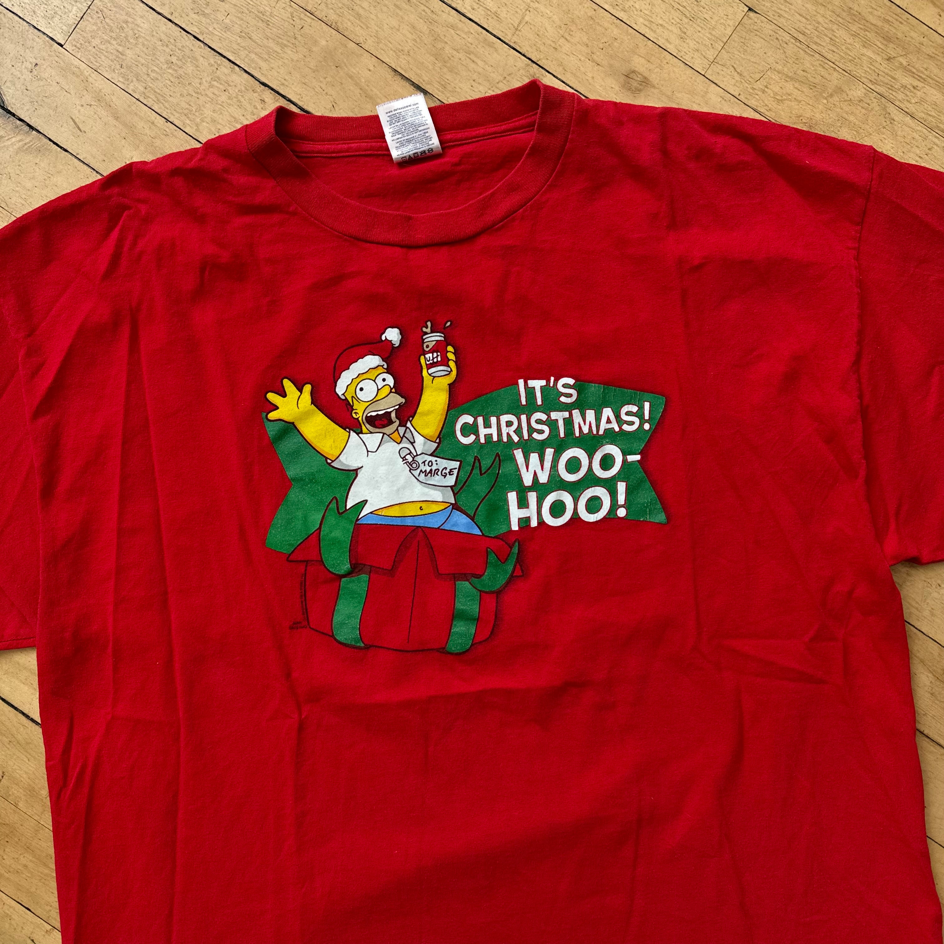 Y2K Homer Simpson It’s Christmas WooHooo T-shirt Sz XXL
