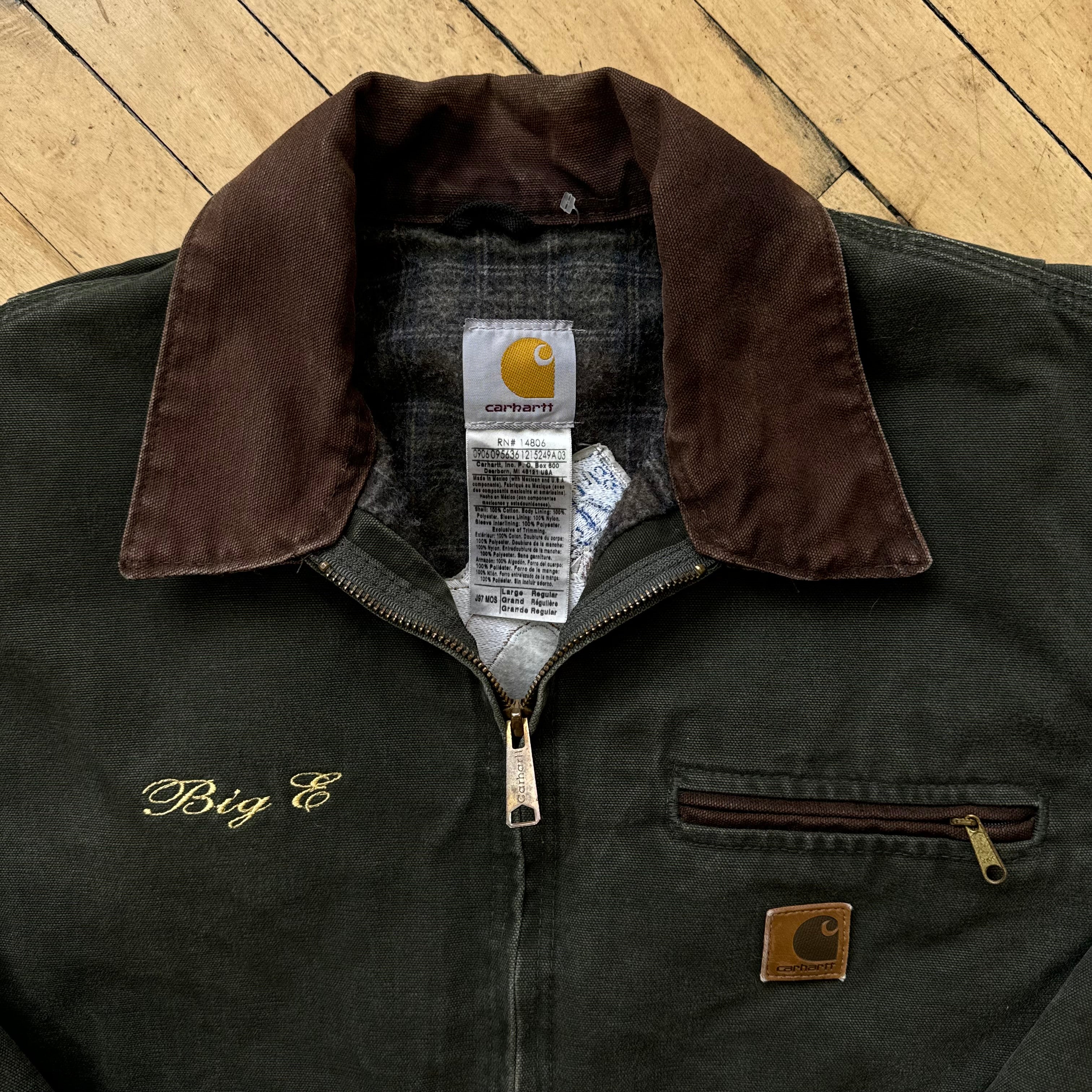 Vintage Forest Green Carhartt Detroit Jacket Sz L