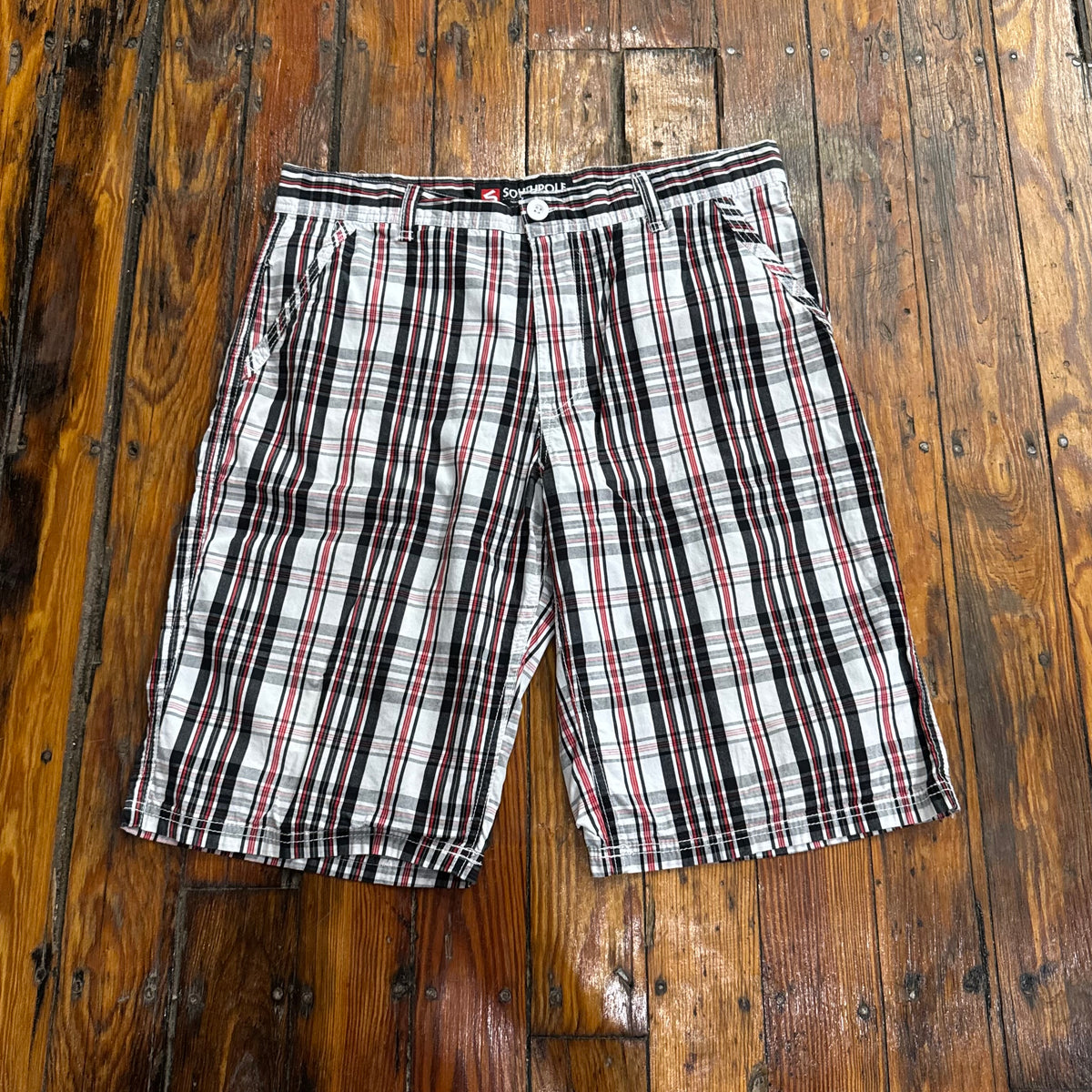 Y2K Plaid SouthPole Khaki Shorts Sz 32