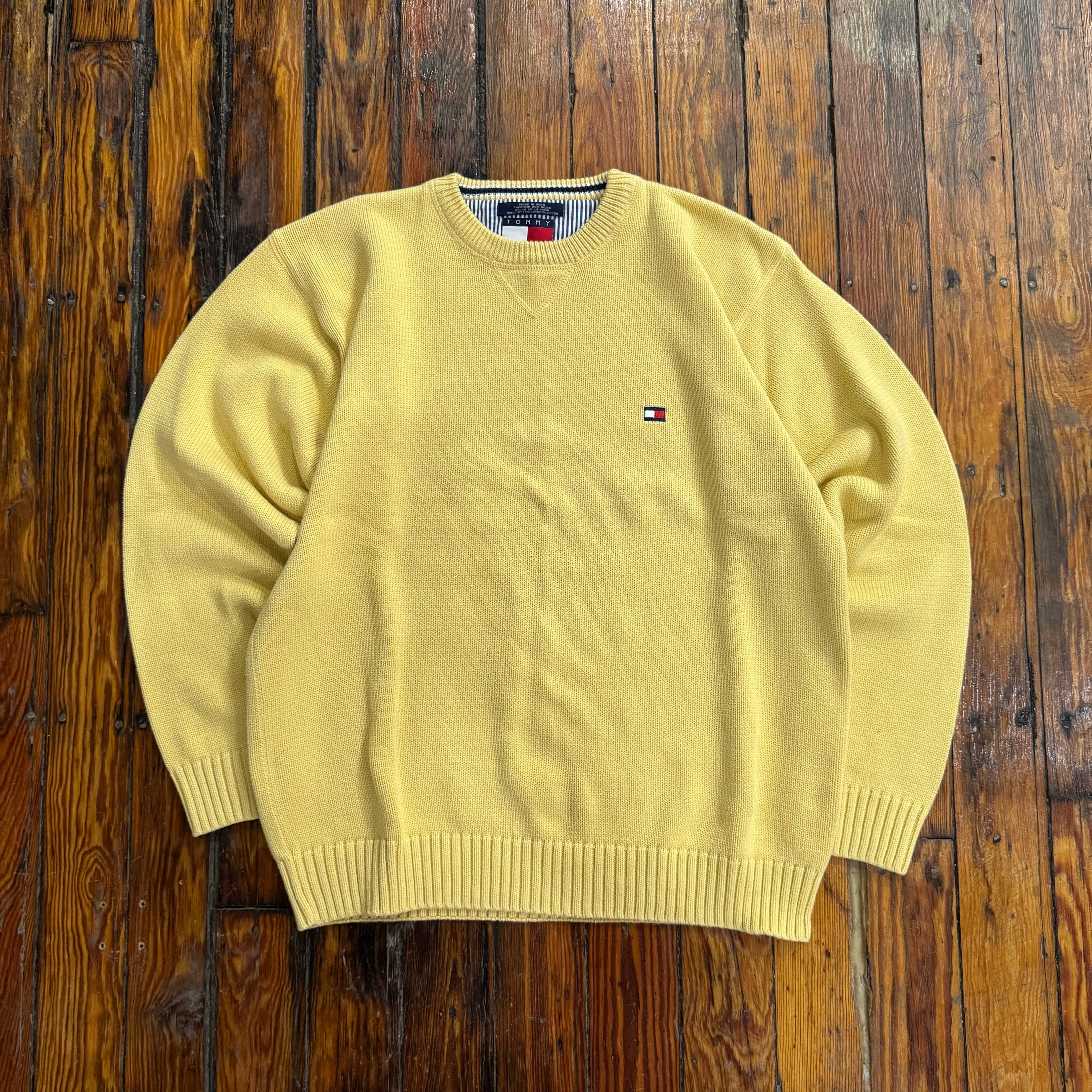 Vintage Yellow Tommy Hilfiger Knit Sweater Sz L