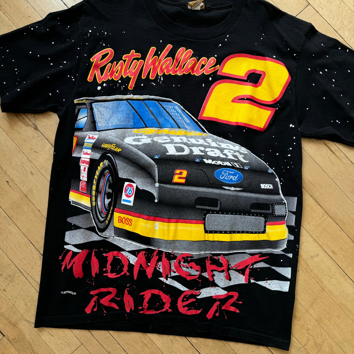 Vintage Nutmeg Rusty Wallace AOP Nascar T-shirt Sz L