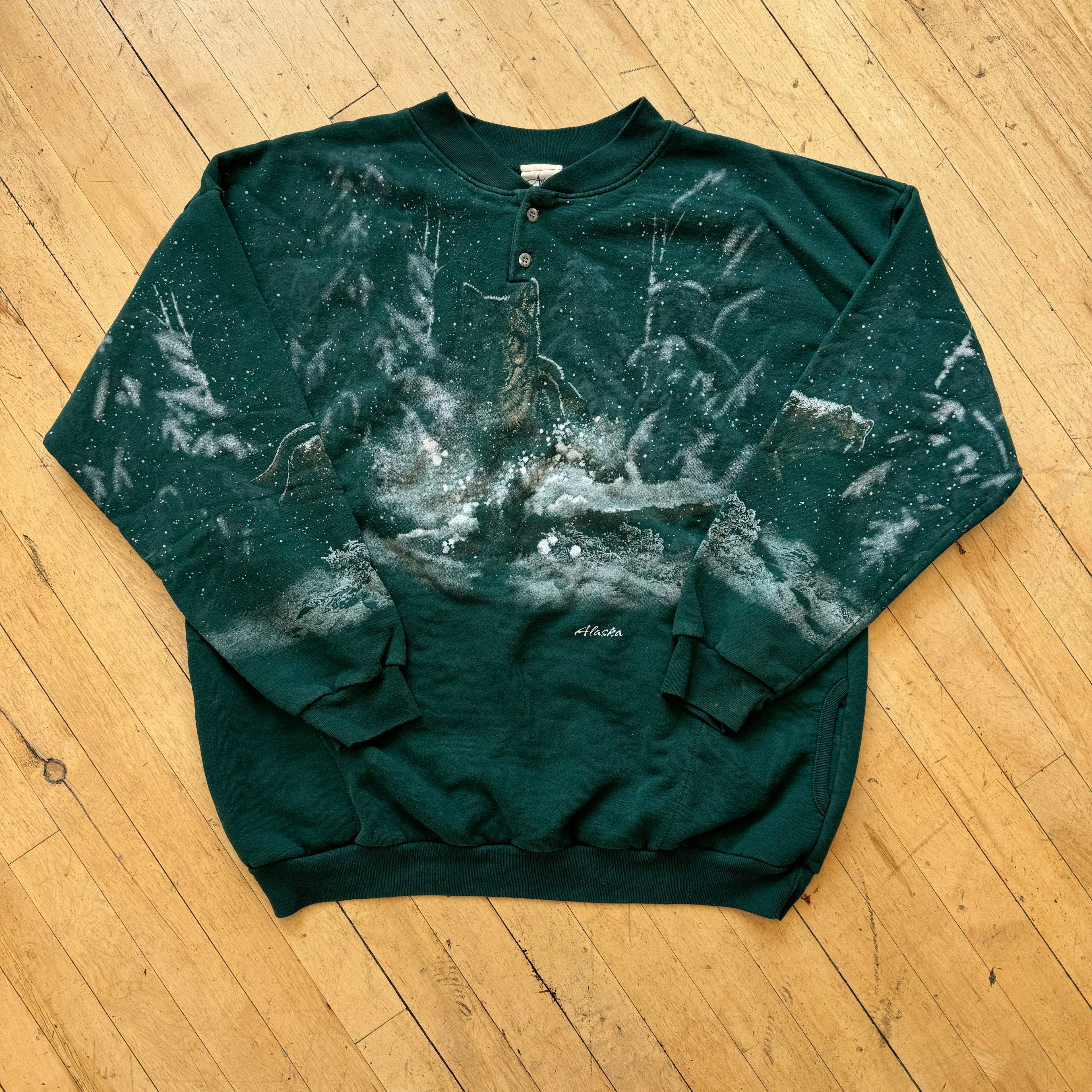 Vintage AOP Wrap Around Nature CrewNeck Sz XL