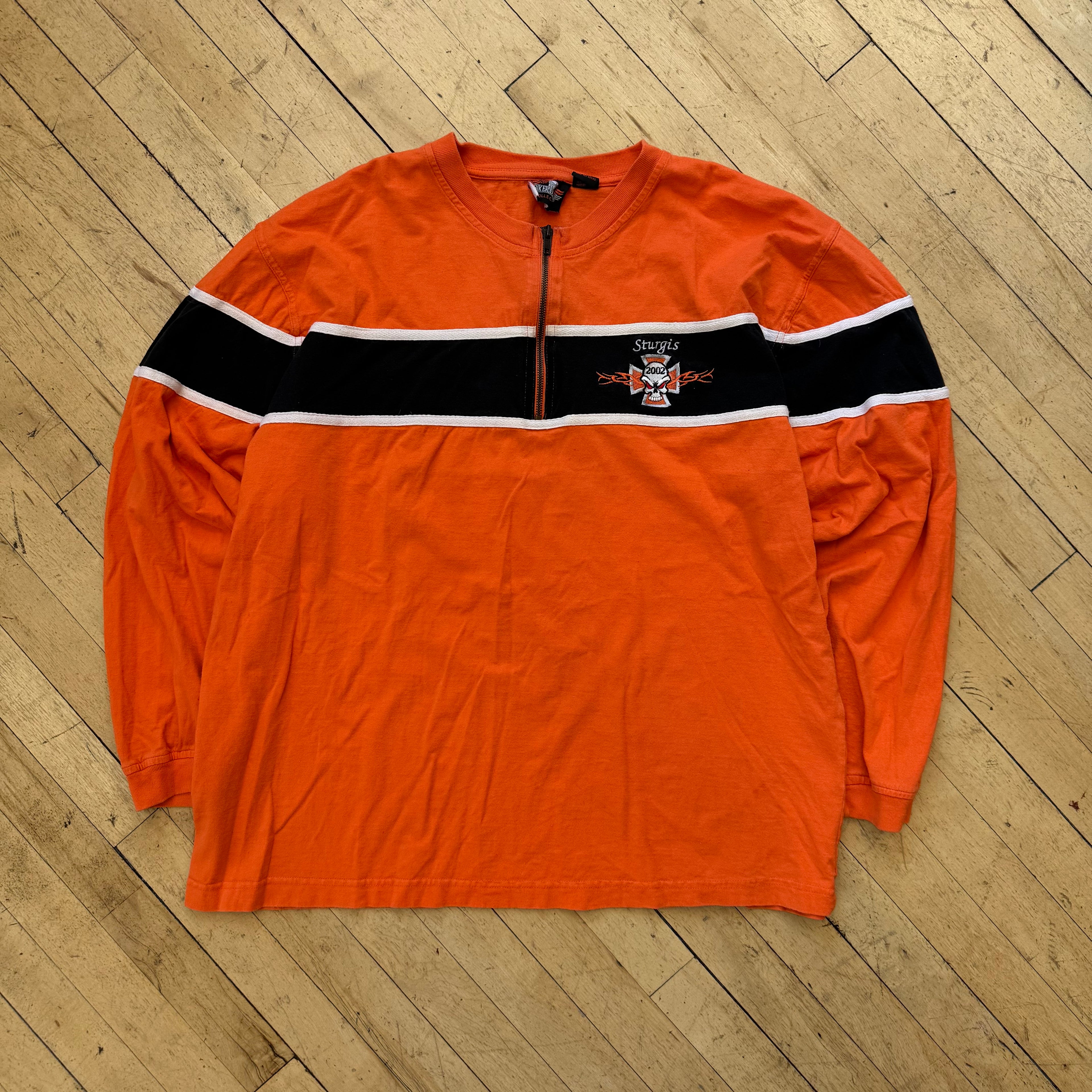 Y2K Sturgis Skull Zip T-shirt Sz L