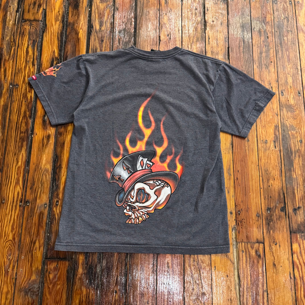 Y2K Jnco Flaming Skull T-shirt Sz XL