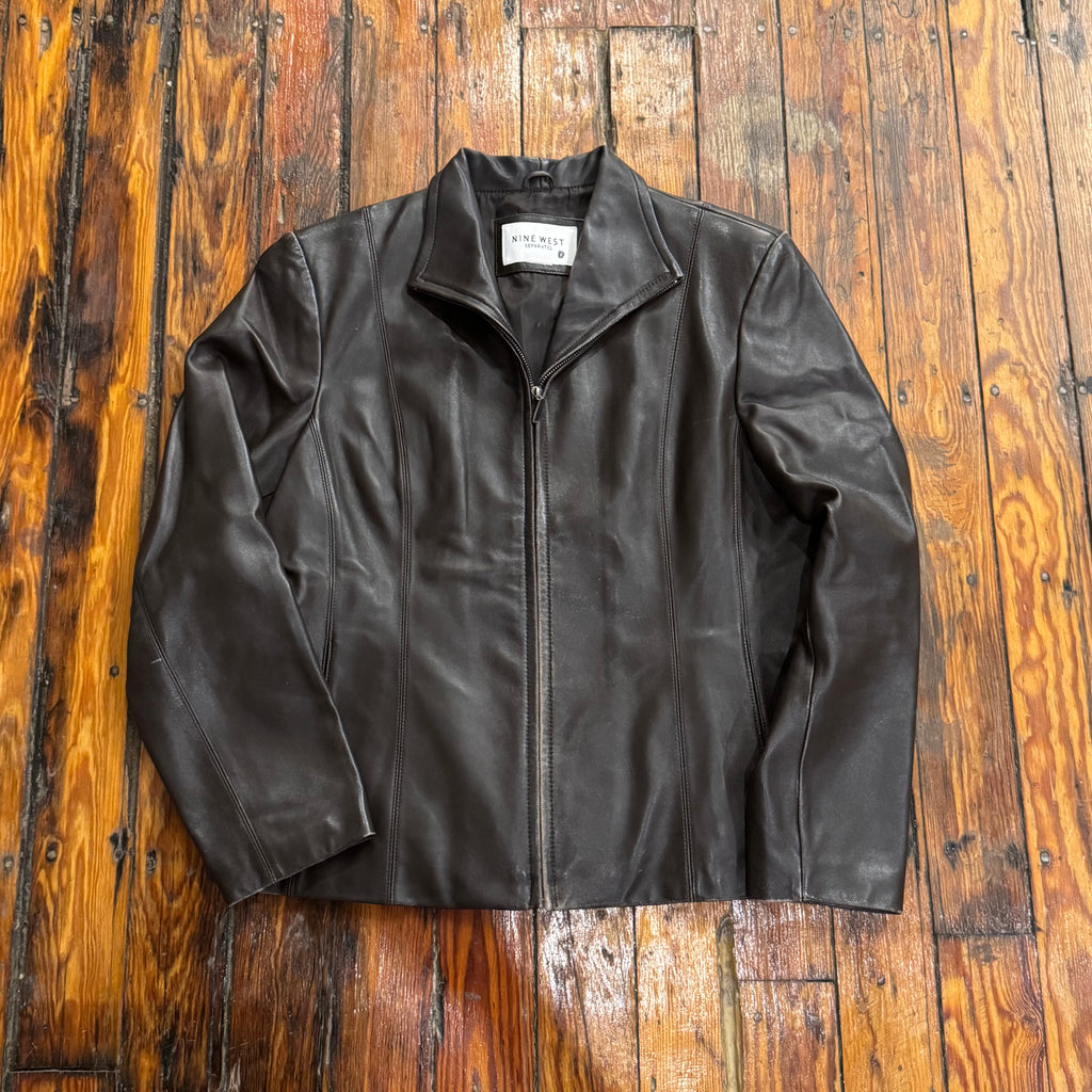 Vintage Nine West Brown Leather Jacket Sz M