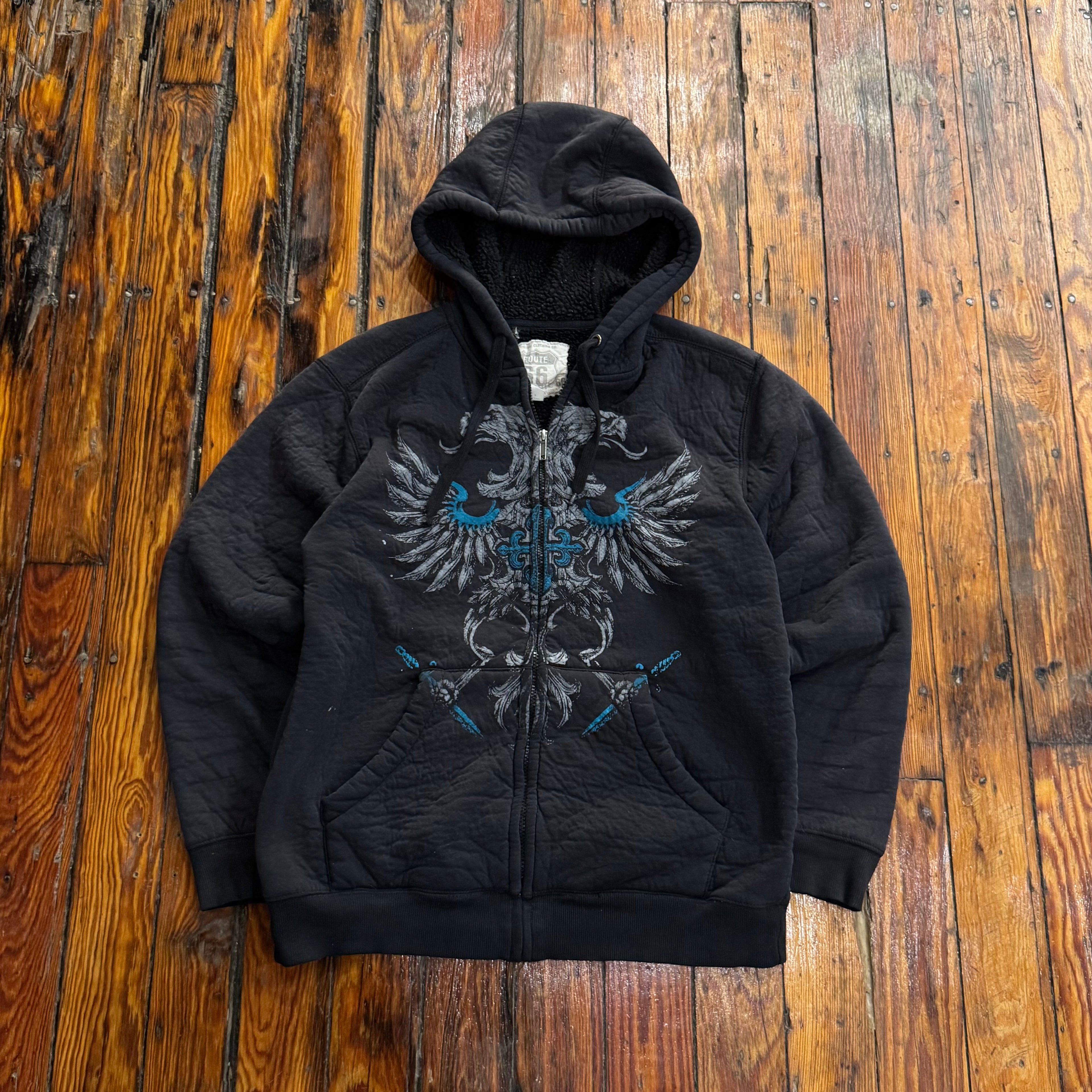 Y2K Route 66 Zip-Up Hoodie Sz M