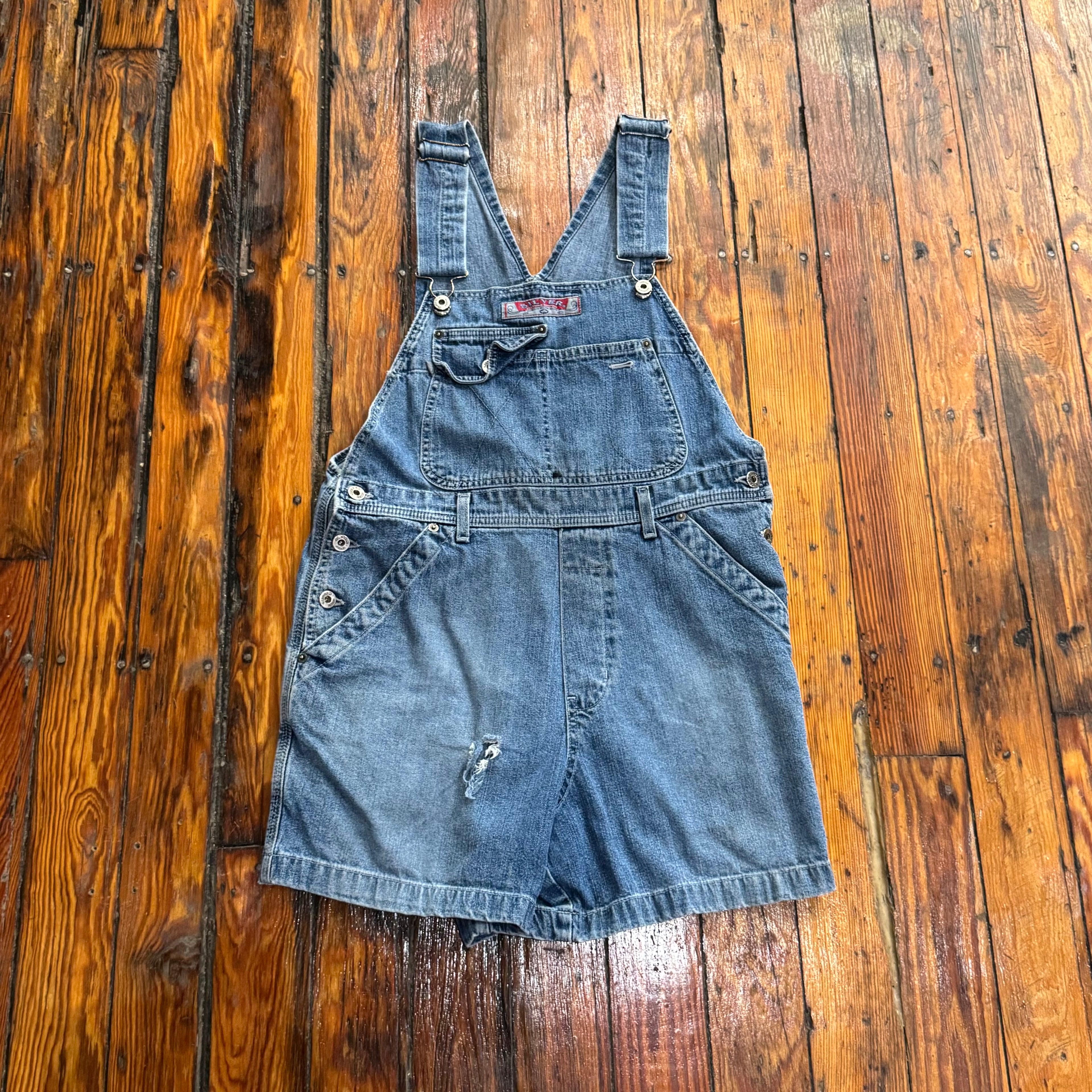 Vintage Silver Overall Shorts Sz M