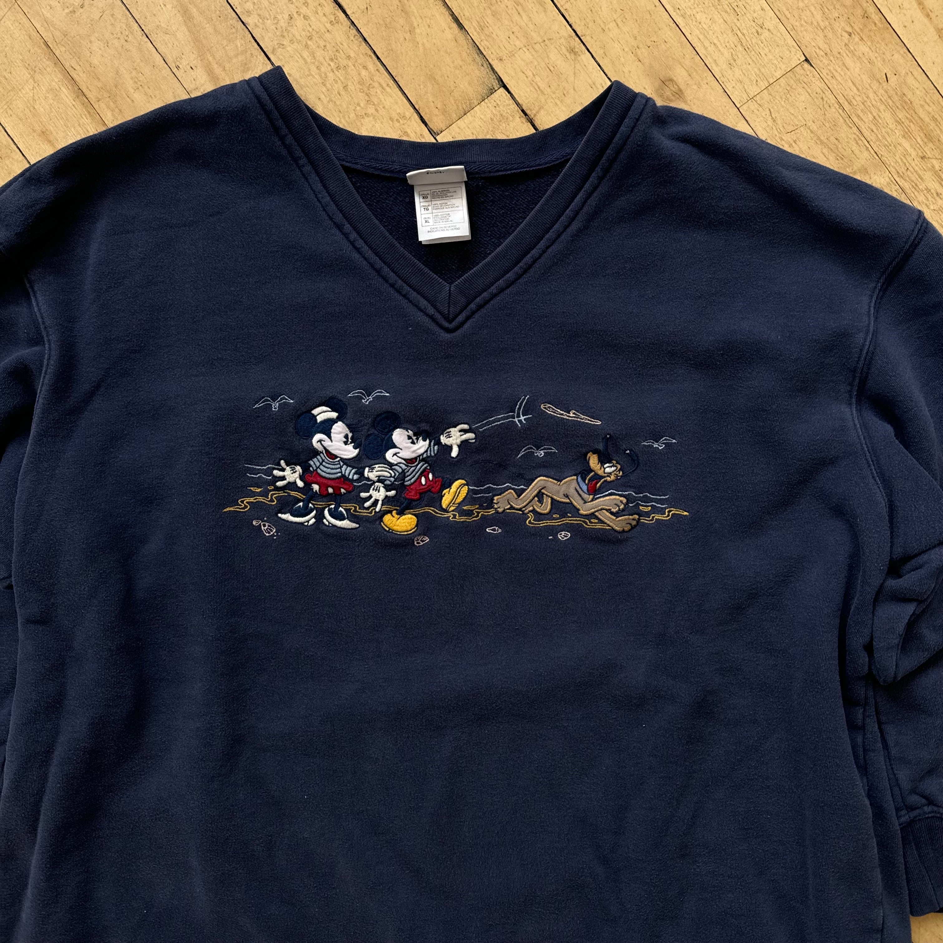 Vintage Mickey Mouse Disney Embroidered Crewneck Sz XL